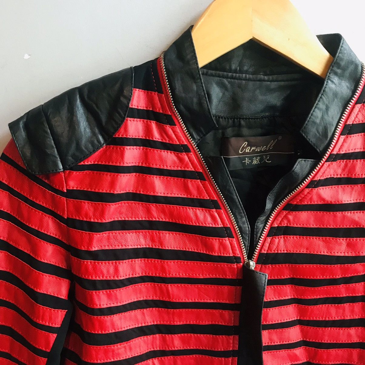 If Six Was Nine × Japanese Brand Japanese Horizontal Strips Leather Jacket Size M / US 6-8 / IT 42-44 - 5 Thumbnail