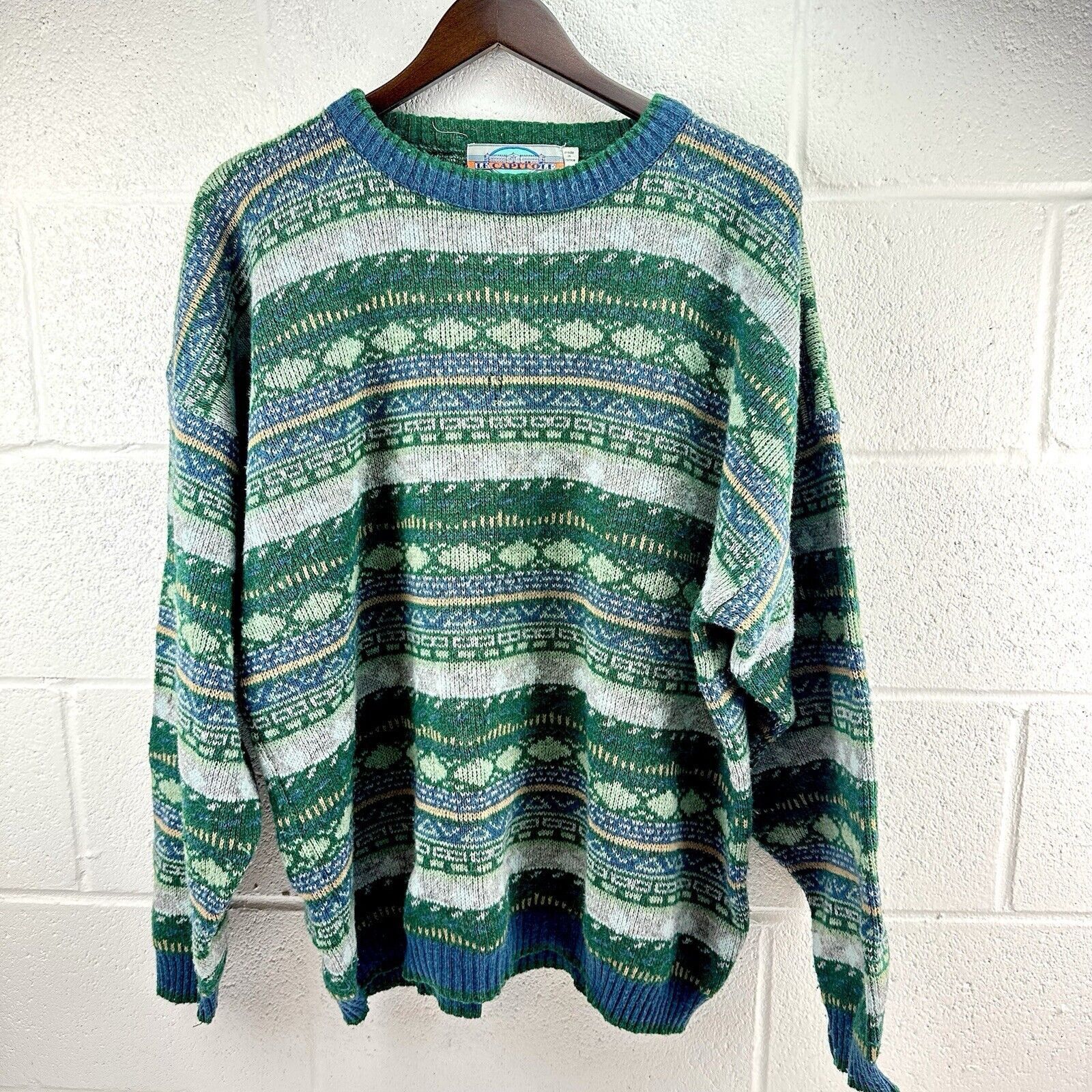 Vintage Le Capitole Wool Turtleneck Sweater Adult XXL Green/blue Size US XXL / EU 58 / 5 - 1 Thumbnail