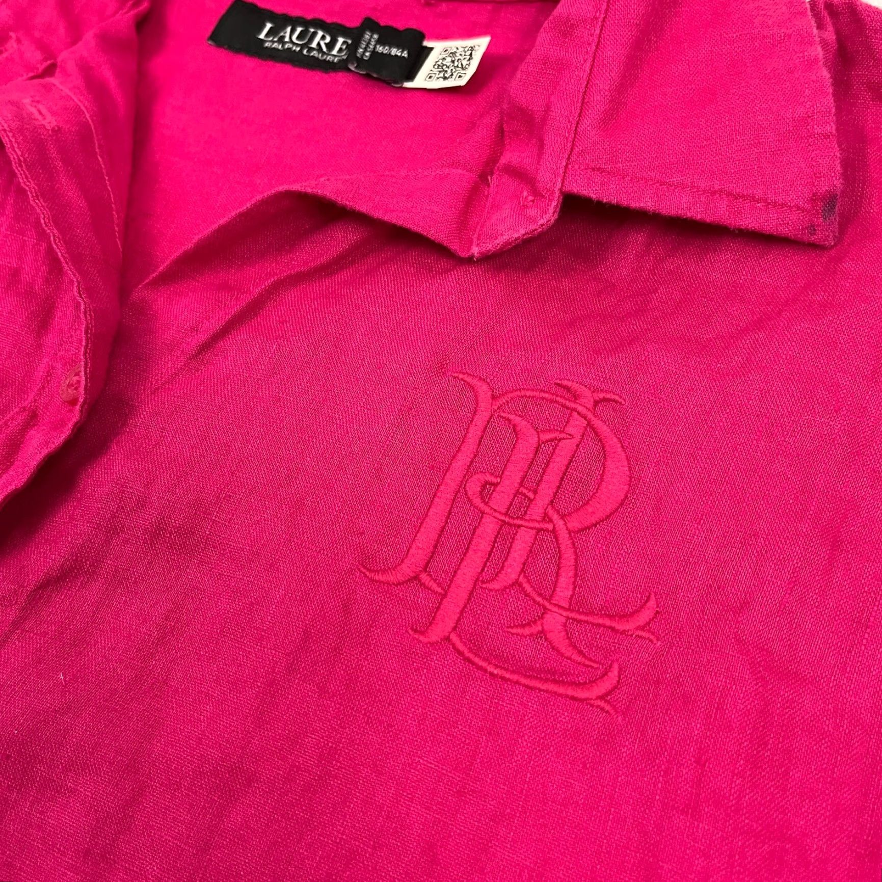 Ralph Lauren Lauren Ralph Lauren Womens Small Pink Linen Embroidered Rolled Cuff Beach Prep Shirt Size S / US 4 / IT 40 - 3 Thumbnail