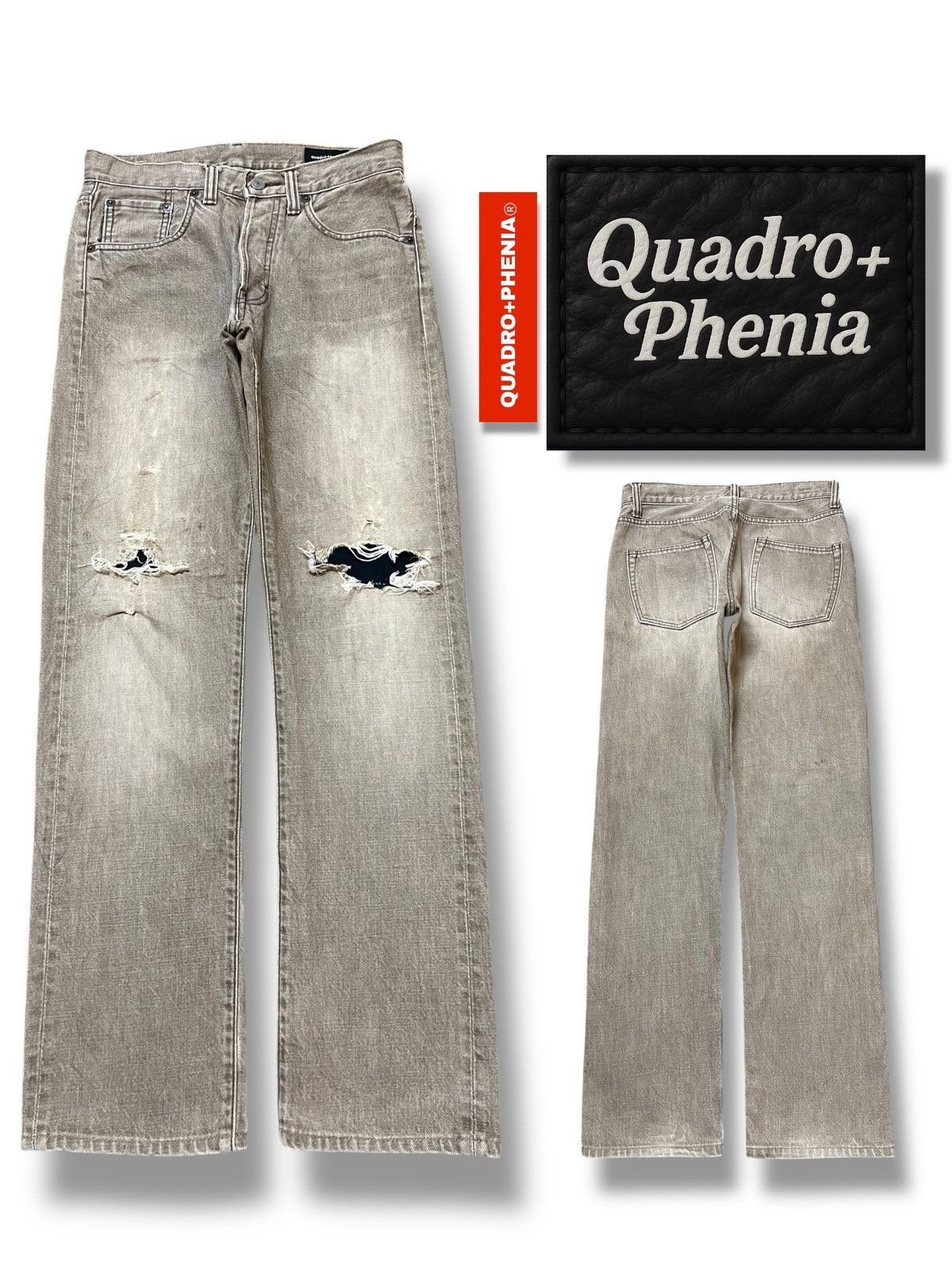 Big John Vintage Quadro+Phenia Big John Japan - Distressed Denim Size US 29 - 1 Thumbnail