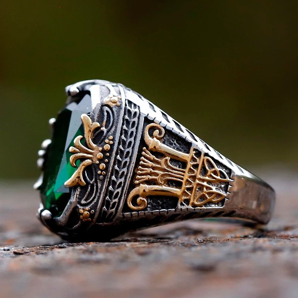 Jewelry Crown Totem green Ring Streetwear Jewelry Fashion Gift Size ONE SIZE - 4 Thumbnail