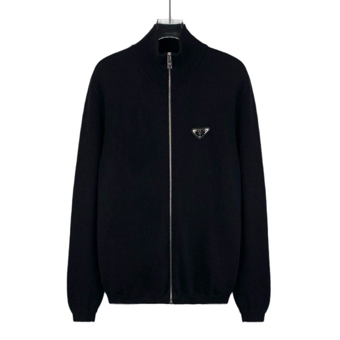 ジャケット・アウター PRADA 21AW Triangle Logo Plate Wool Prada Black Triangle Label Wool Stand Collar Zipper Jacket