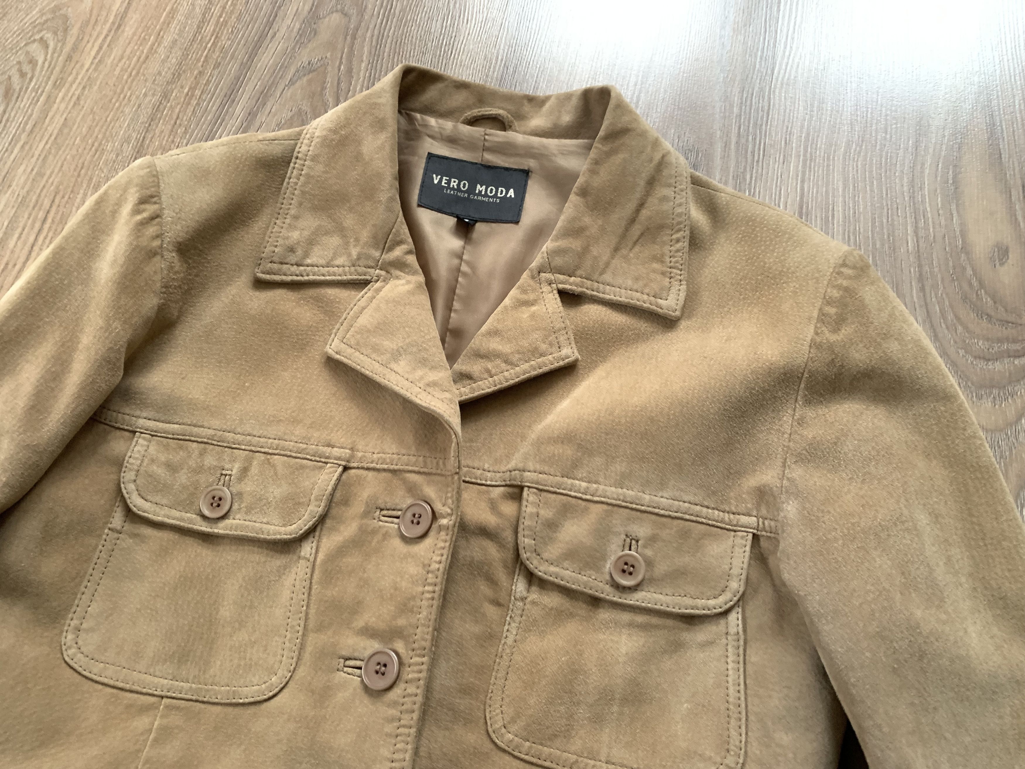Other Womens Beige Vero Moda Suede Leather Coat Jacket Size S / US 4 / IT 40 - 5 Thumbnail