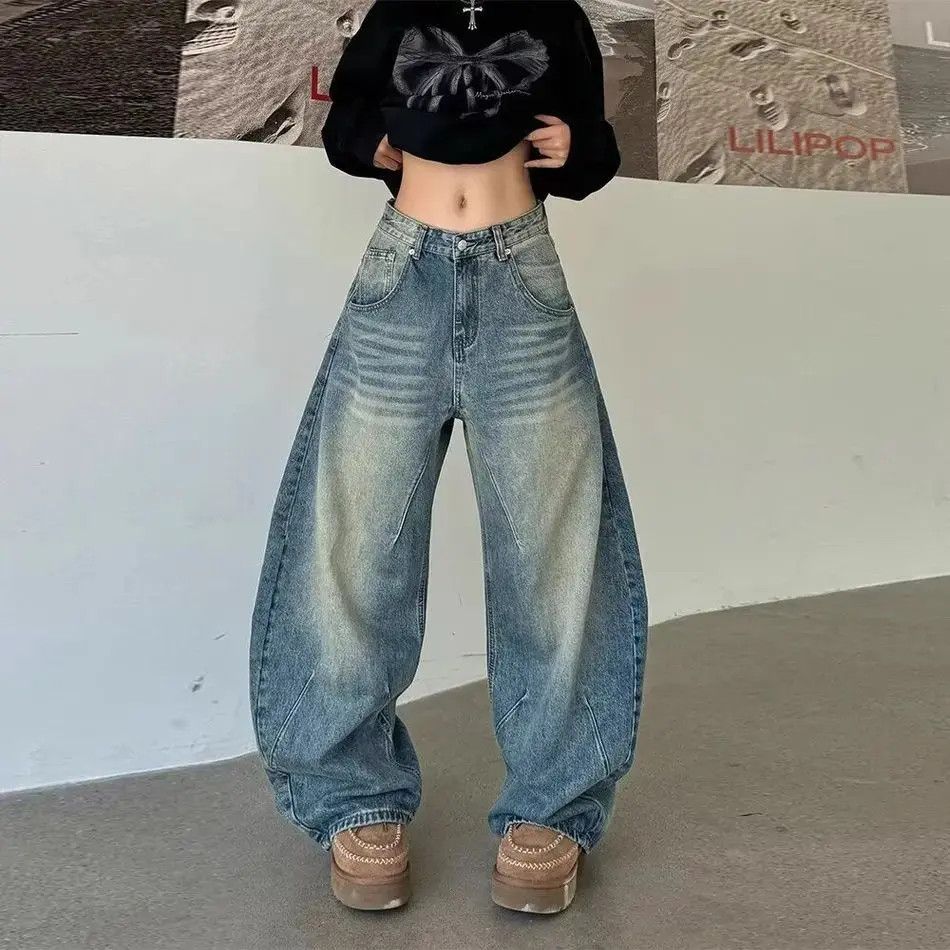 Japanese Brand Retro loose curved knife wide leg jeans Size US 32 / EU 48 - 2 Thumbnail