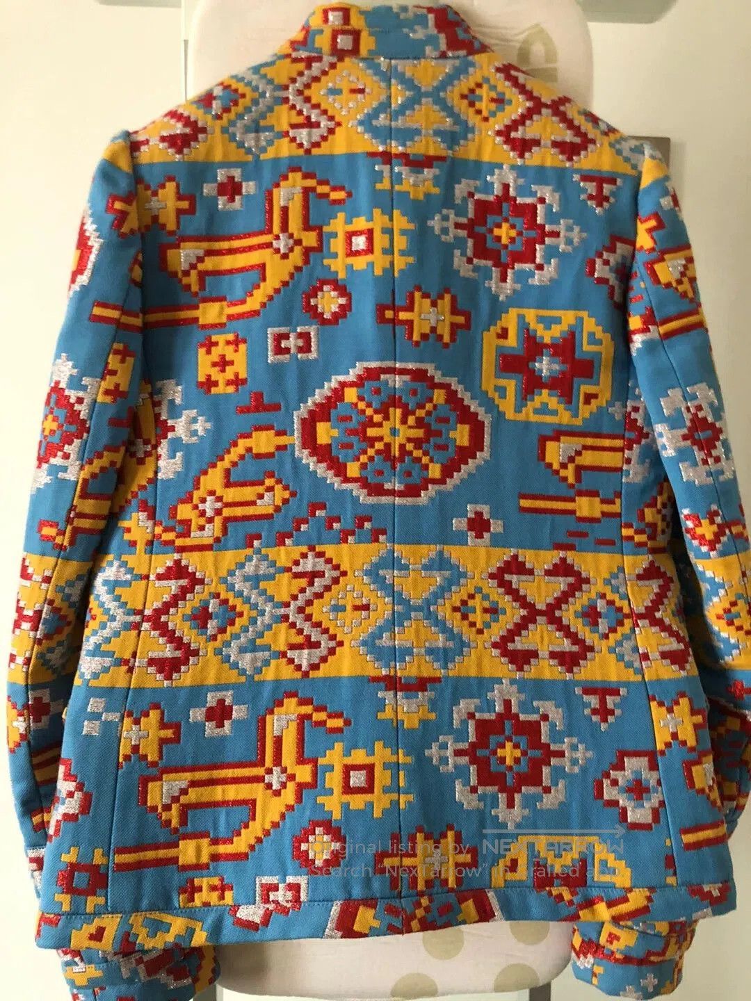 Valentino Valentino Blue Geometric Pattern Coat. Size M / US 6-8 / IT 42-44 - 2 Thumbnail
