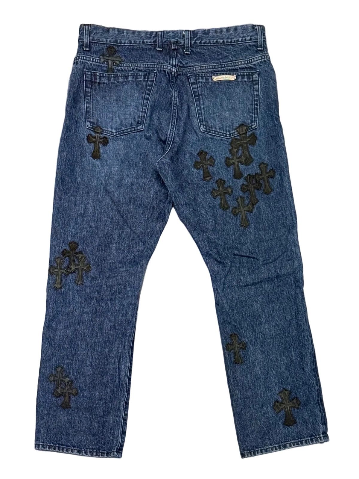Chrome Hearts Fleur Knee Black Cross Patch Denim Jeans Size US 36 / EU 52 - 2 Thumbnail