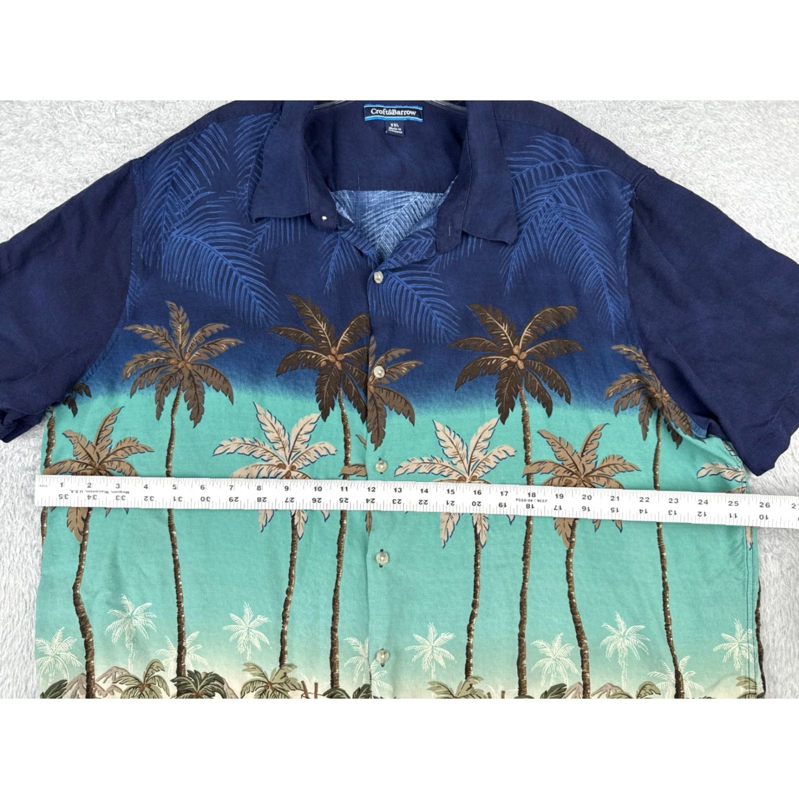 Croft & Barrow Croft & Barrow Shirt Men 2XL Blue Palm Cocktails Button Up Rayon Hawaiian Size US XXL / EU 58 / 5 - 7 Thumbnail