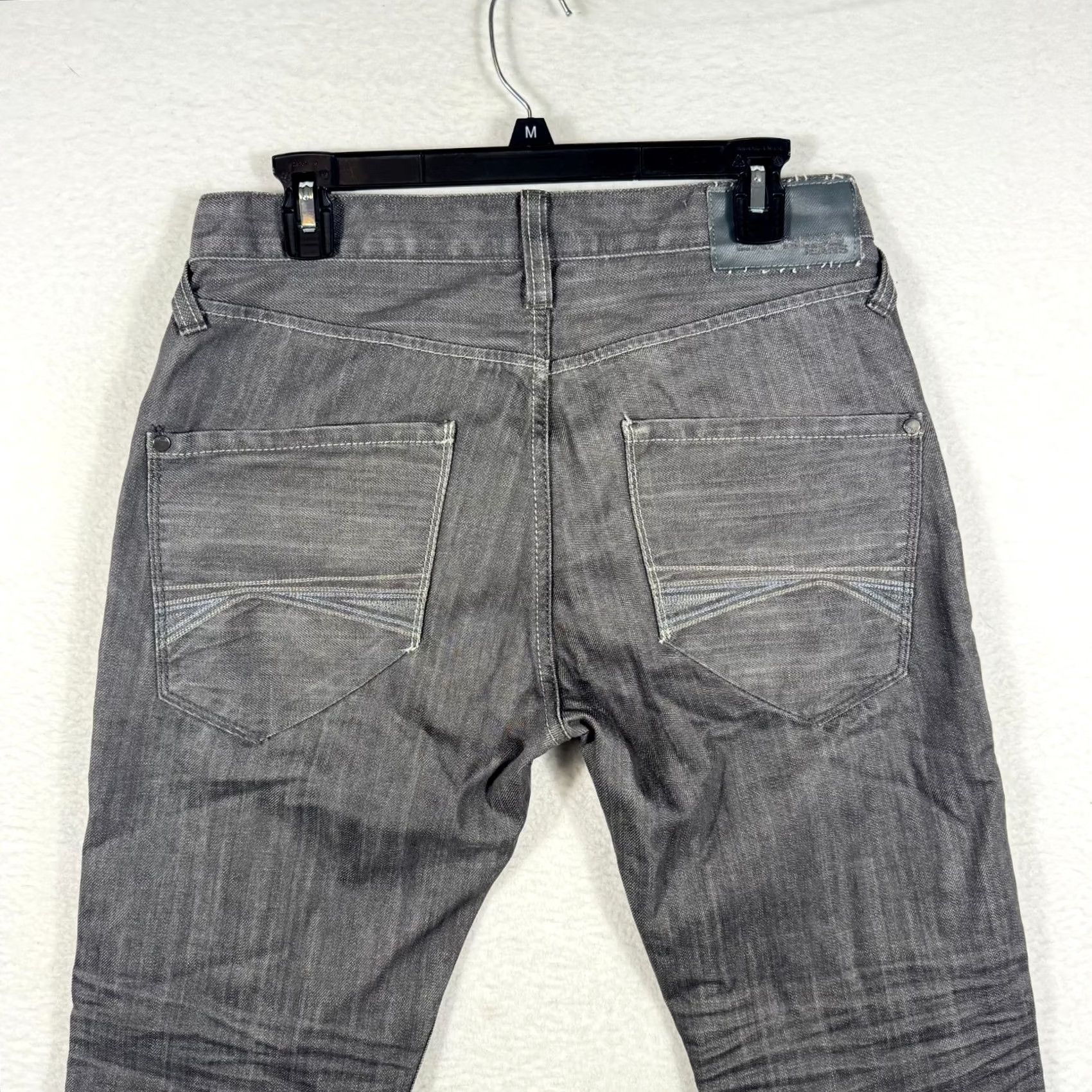 Express Express Mens Jeans Slim Straight 31x30 Distressed Gray Denim 5-Pocket Cotton Washed Y2K Rocco Slim fit Straight Leg Jeans Mens Size US 31 - 4 Thumbnail