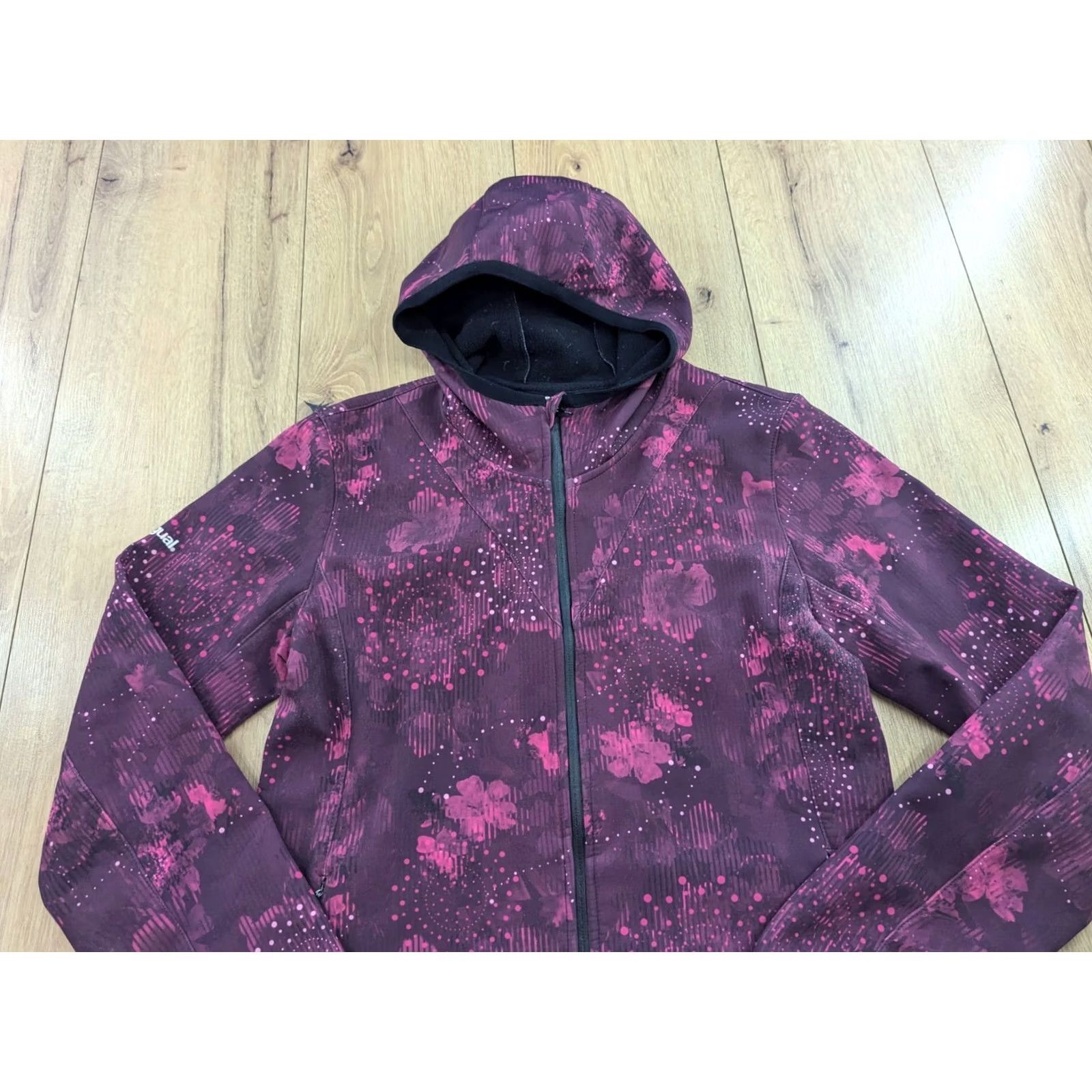 Desigual Desigual Floral Softshell Jacket Womens Size L Purple Full Zip Hooded Outdoor Size L / US 10 / IT 46 - 4 Thumbnail