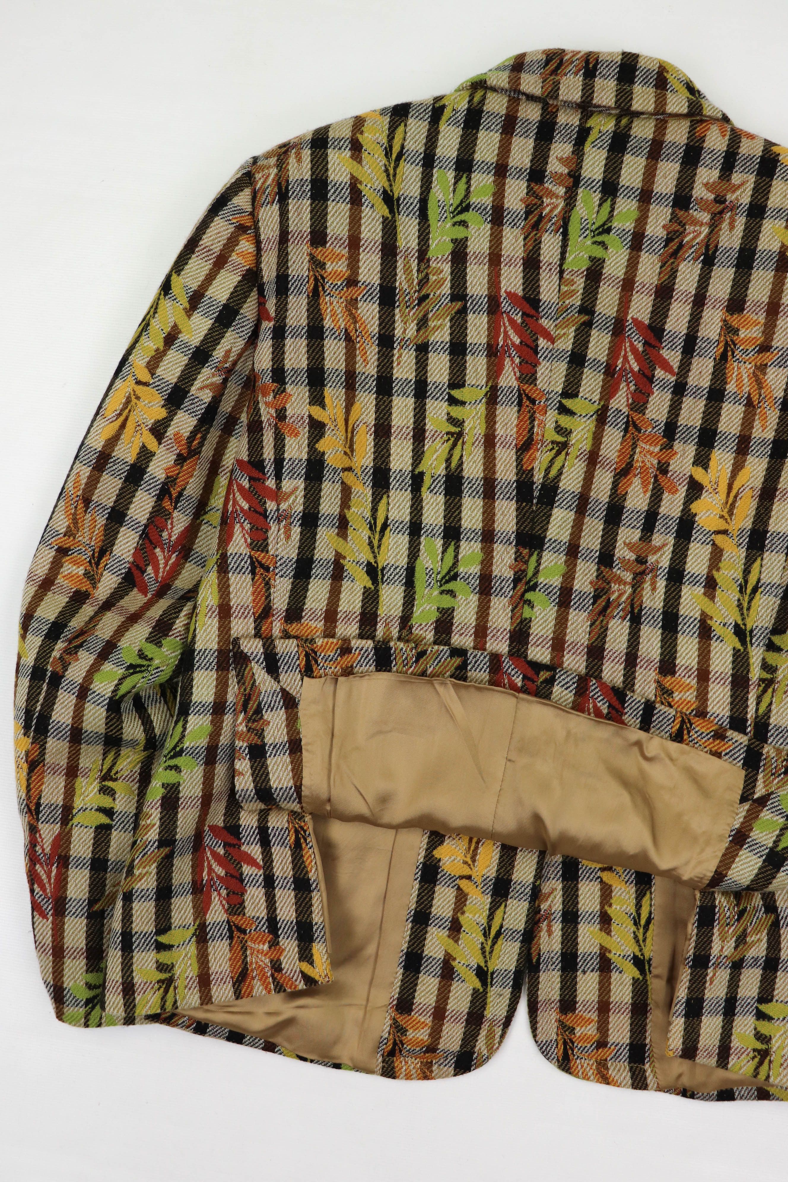DAKS DAKS London Floral Multicolor Checked Wool Sport Coat Blazer Size L / US 10 / IT 46 - 6 Thumbnail
