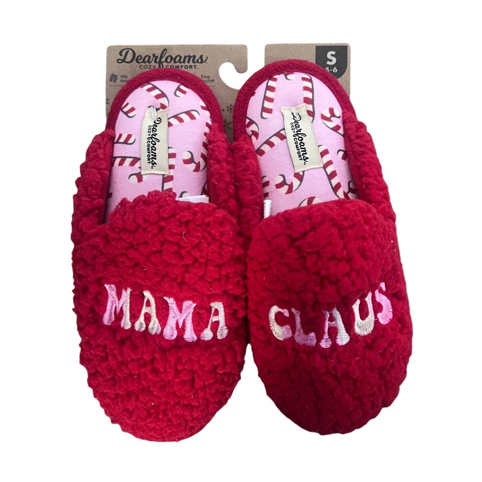 Other Dearfoams Mama Claus Slippers Women S Red Sherpa NWT Size US 5.5 / IT 35.5 - 1 Thumbnail