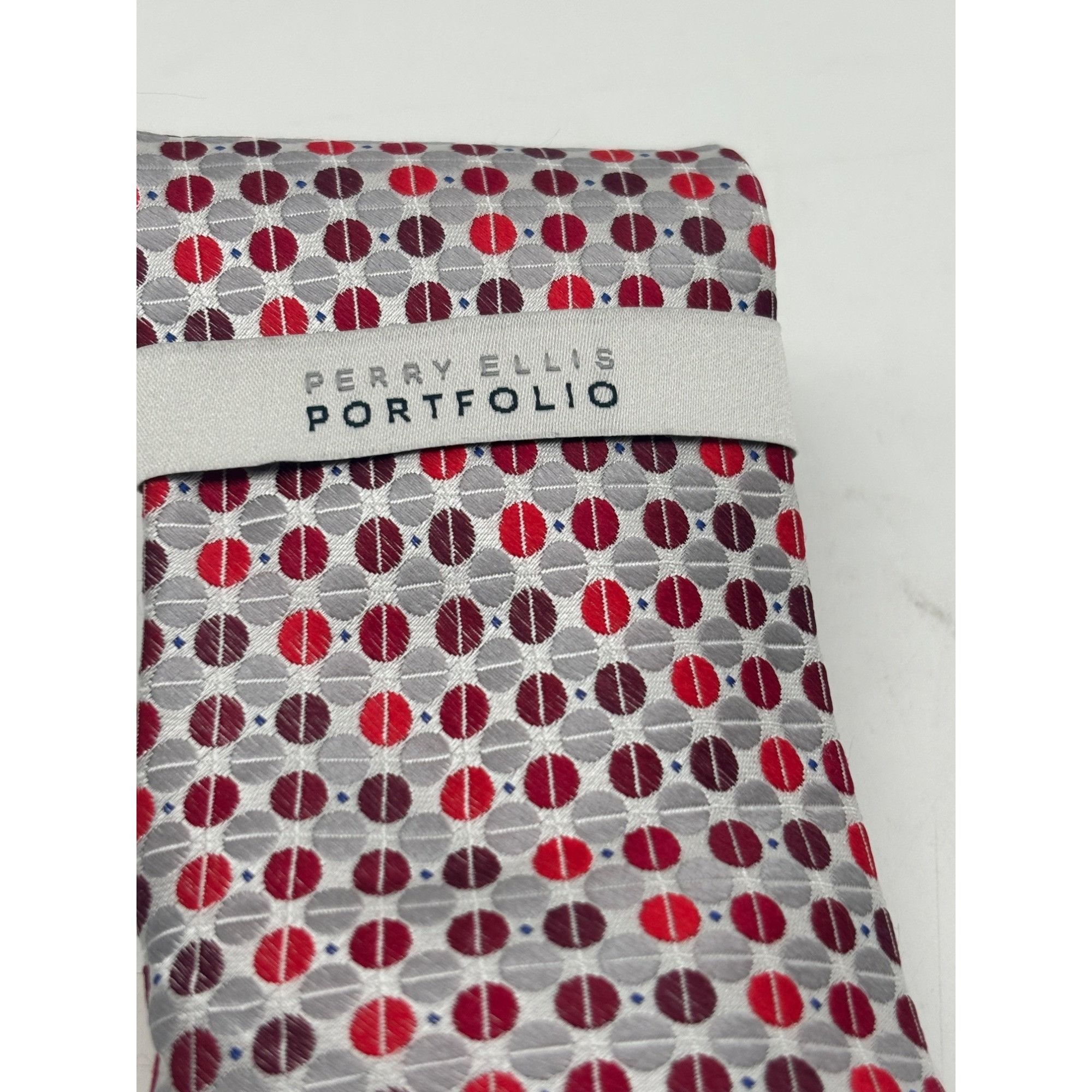 Perry Ellis Perry Ellis Portfolio Geometric Pattern Silk Necktie, Red, O Size ONE SIZE - 4 Thumbnail