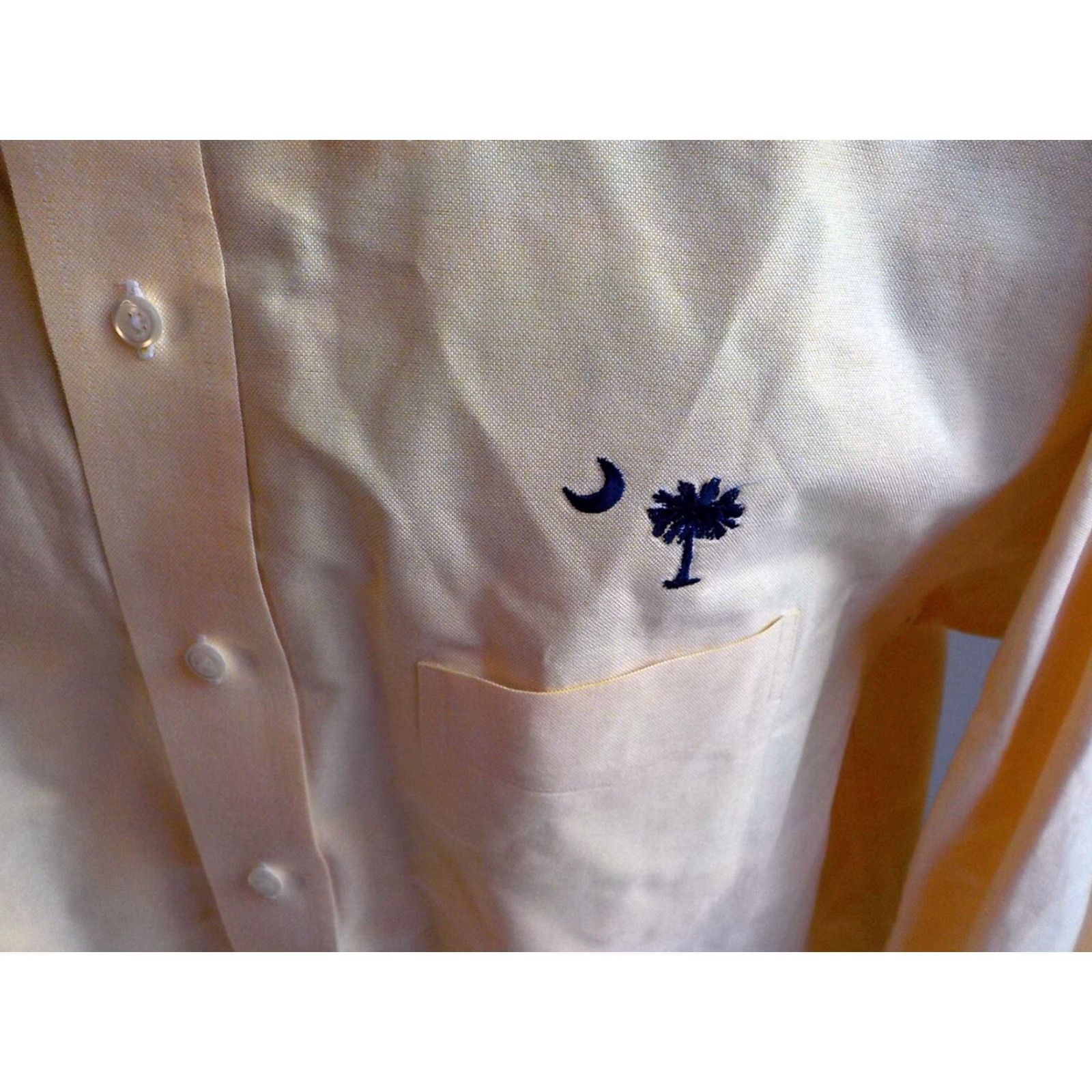 Logo 7 LUDEN'S 100% Cotton LS Button Down Shirt Peach With Navy Logo on Chest SZ LARGE Shirt Mens Size US L / EU 52-54 / 3 - 3 Thumbnail