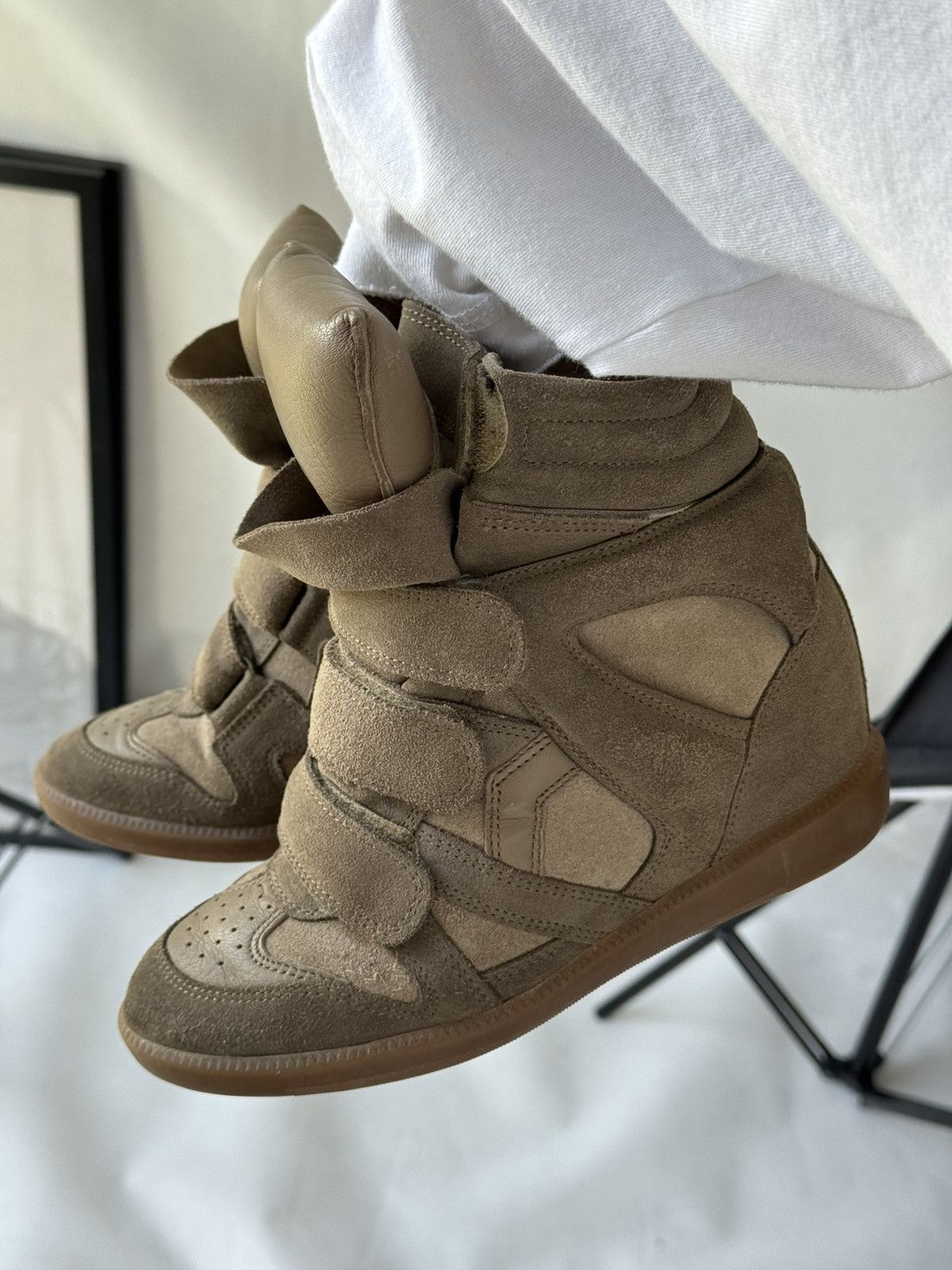 Isabel Marant Isabel Marant Bekett sneakers shoes Washed Biege Suede Wedge Size US 6 / IT 36 - 3 Thumbnail