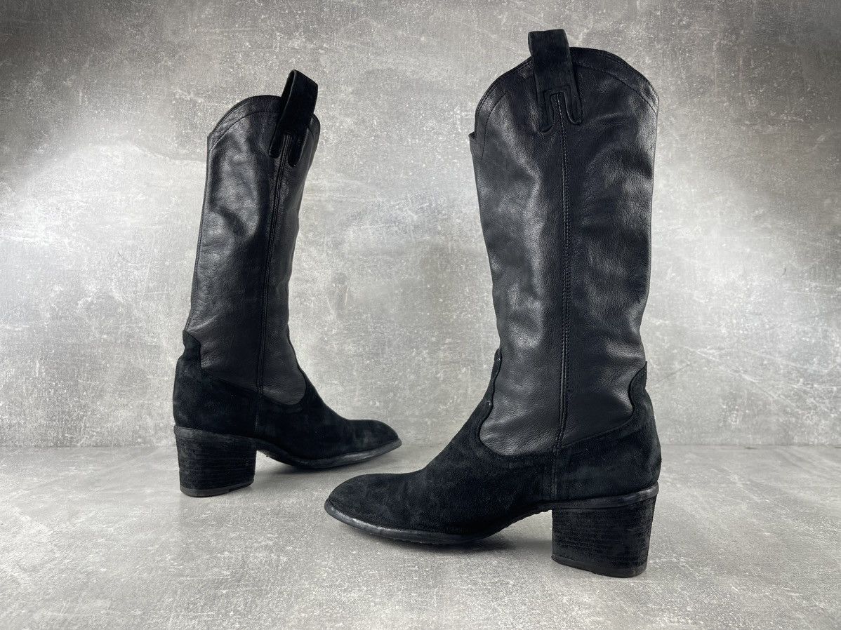 Other Fauzian Jeunesse Black Leather Suede Cowboy Boots Size US 7 / IT 37 - 6 Thumbnail