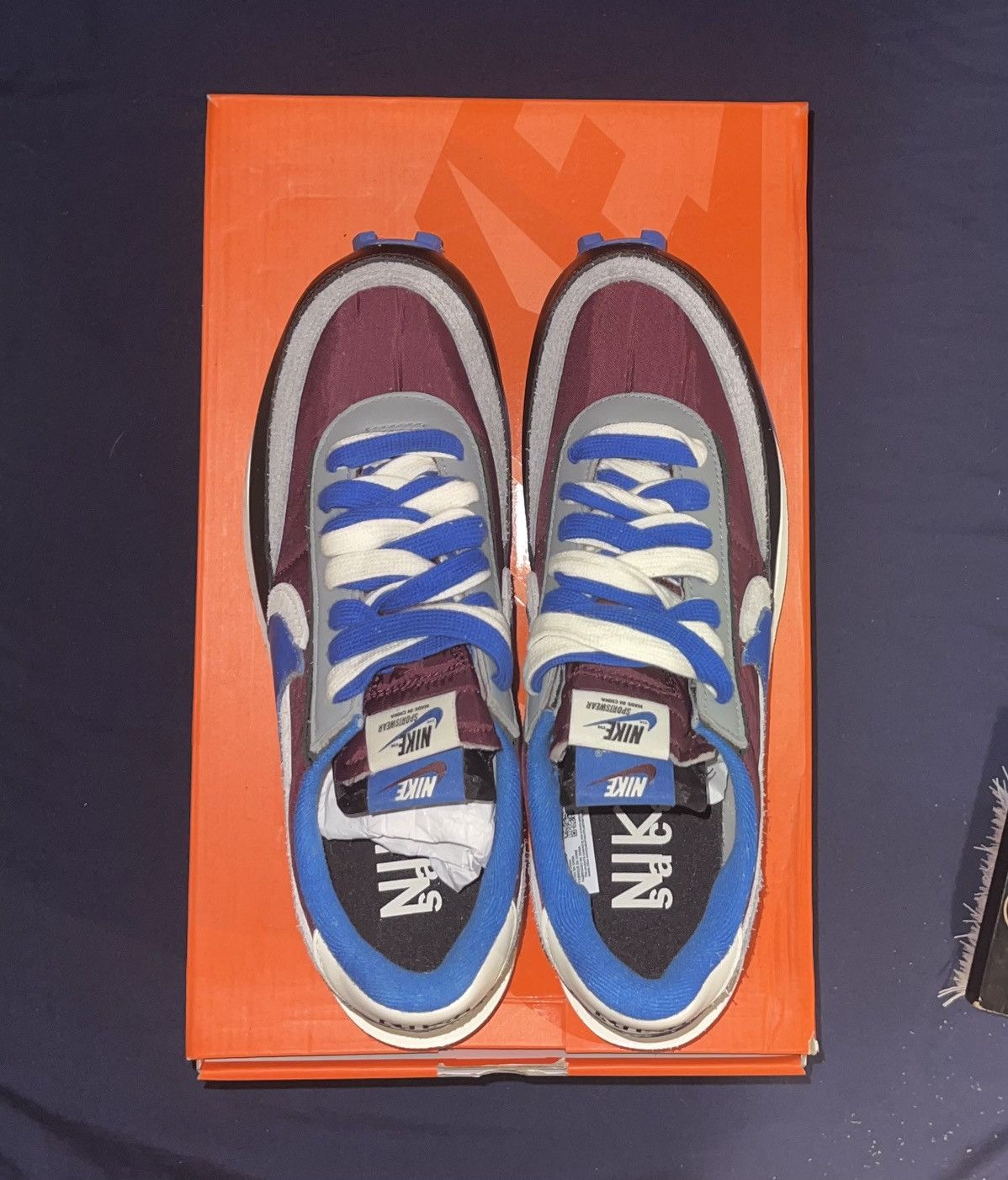 image of Nike x Sacai Waffle Shoes in Maroon, Men's (Size 9.5)