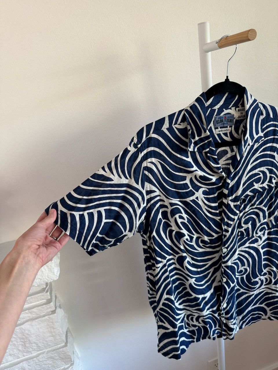 Blue Blue Japan Indigo-dyed button-down shirt, wave Size US S / EU 44-46 / 1 - 2 Thumbnail