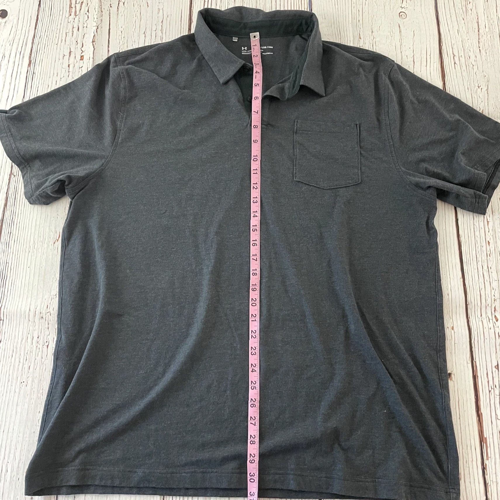 Under Armour Under Armour Shirt Men's 2XL Short Sleeve Button Front Polo Gray Knit Solid Accent Button Casual Sports Size US XXL / EU 58 / 5 - 4 Thumbnail