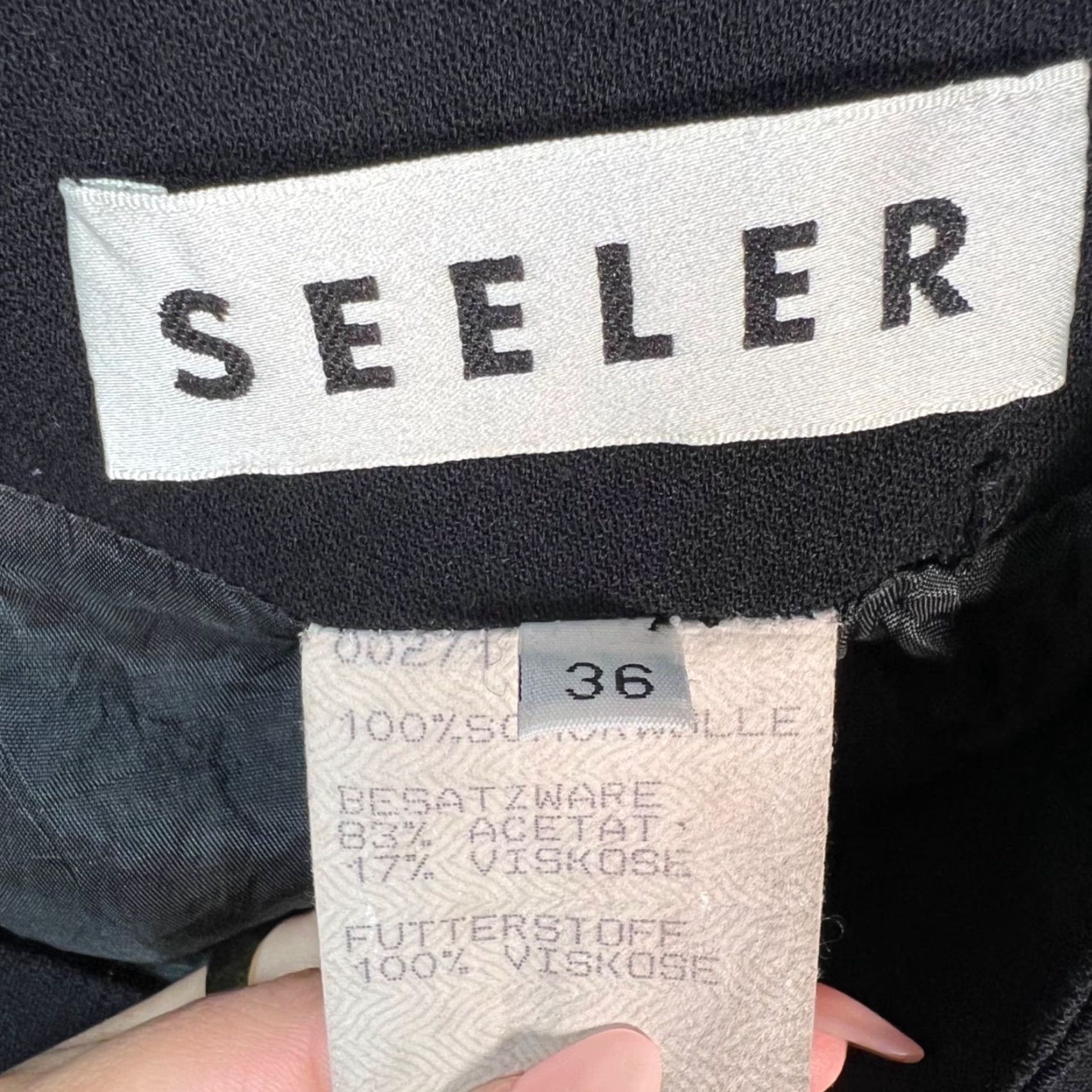Vintage VINTAGE Seeler Black Wool Pencil Skirt Womens Size 36 with Side Ruffle Detail Knee Length Zip Closure Size 25" / US 0 / IT 36 - 3 Thumbnail