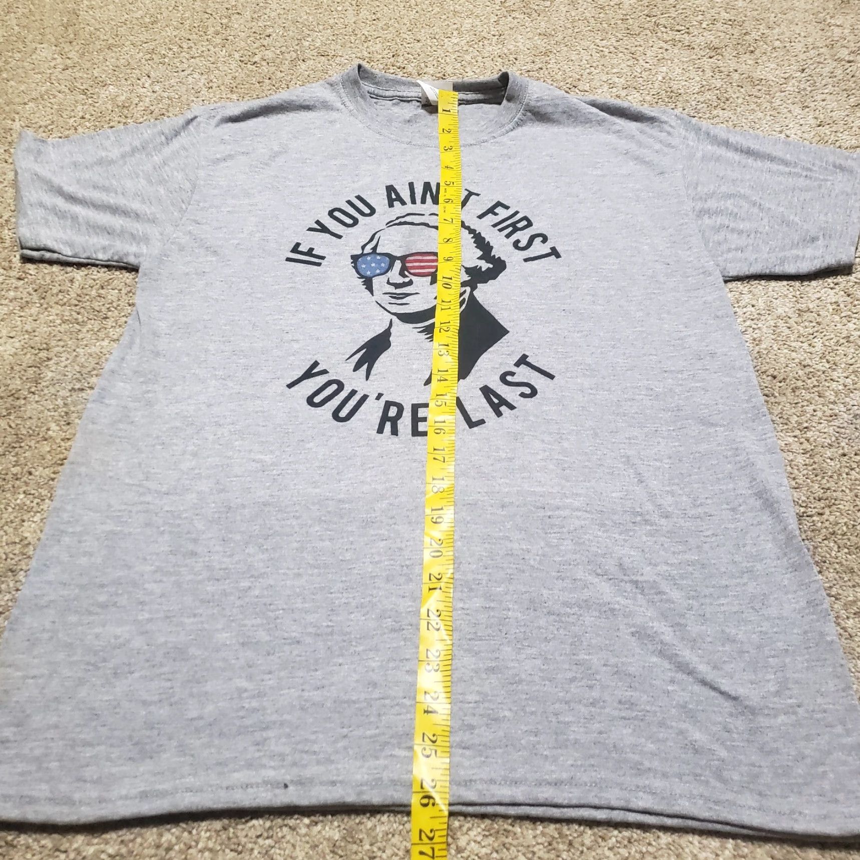 Vintage Funny 4th Of July Shirt Washington If You Ain't First You're Last T-Shirt Mens M Gray Size US M / EU 48-50 / 2 - 6 Thumbnail
