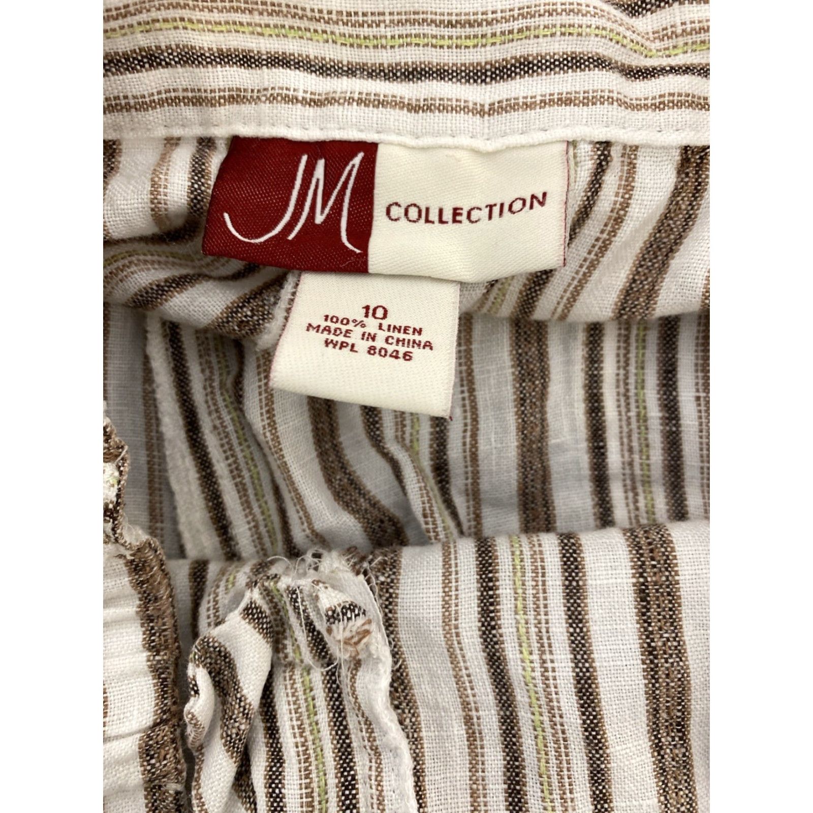 JM Collection JM Collection Linen Pants Women Cropped Wide Leg One Size Multicolor Button Trim Beach Bohemian Size 42" / US 20 - 7 Thumbnail