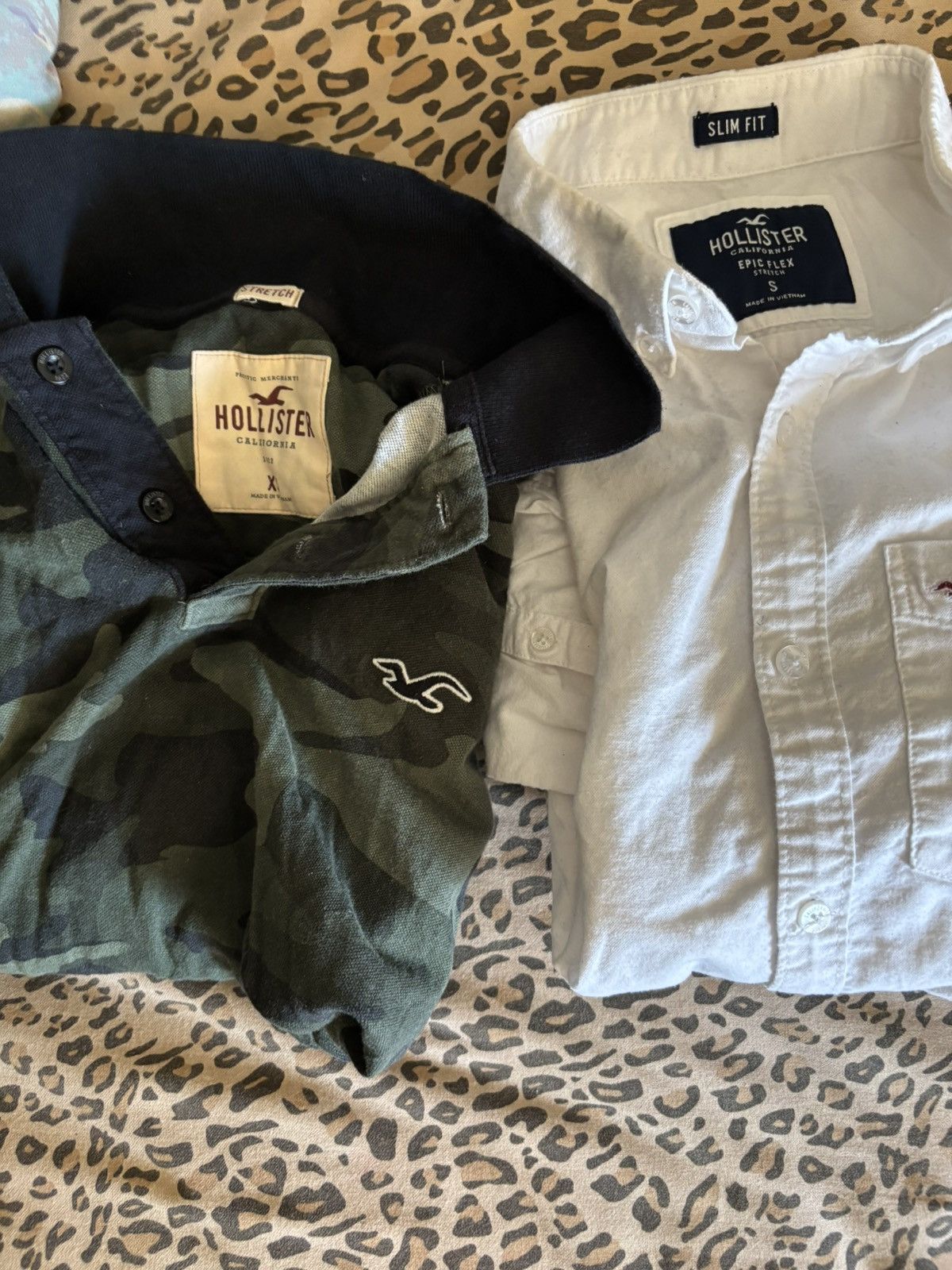 Hollister Camo shortsleeve button up + Hollister longsleeve