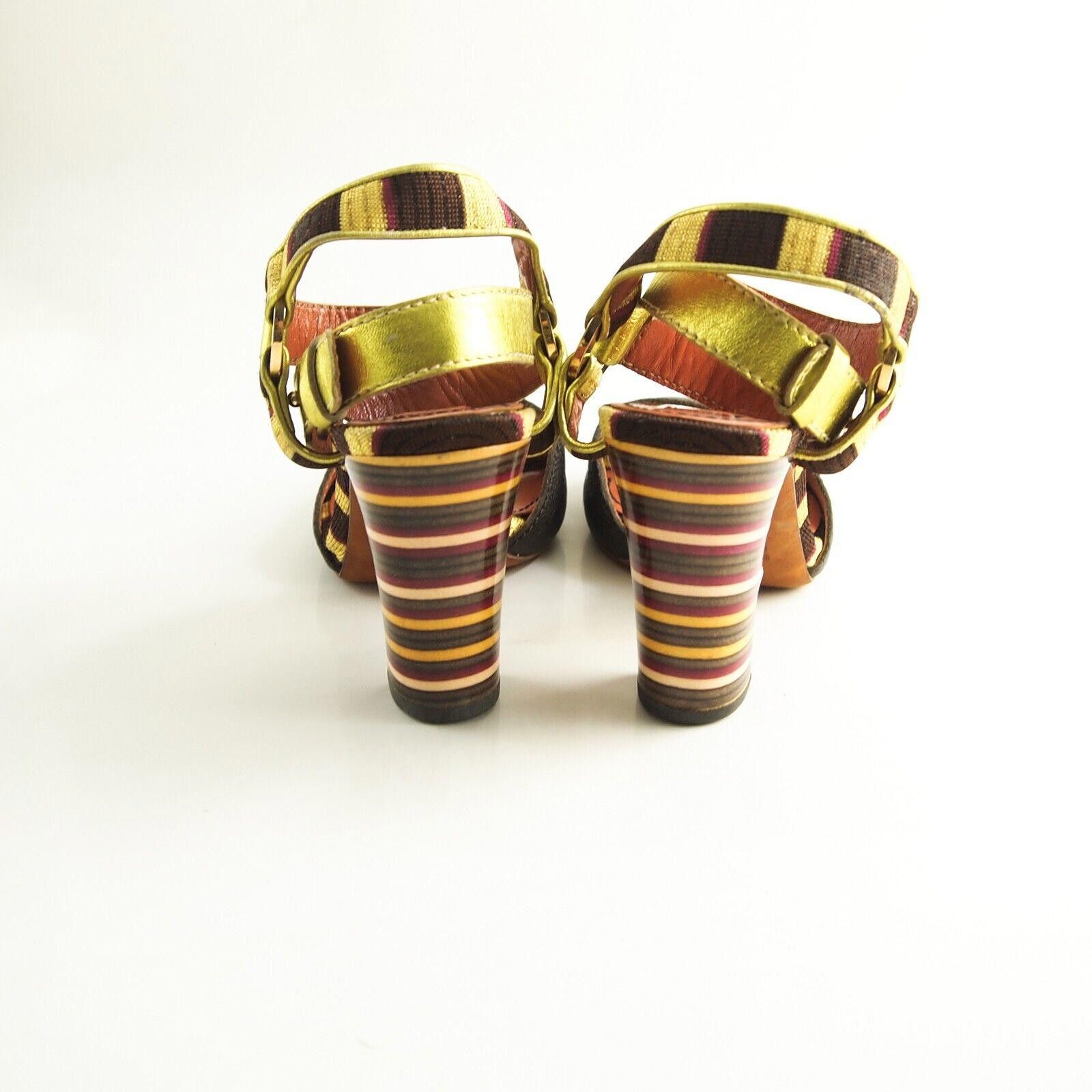 Missoni Missoni Sandals Brown Green Striped Leather US 8 EU 38 Size US 8 / IT 38 - 6 Thumbnail