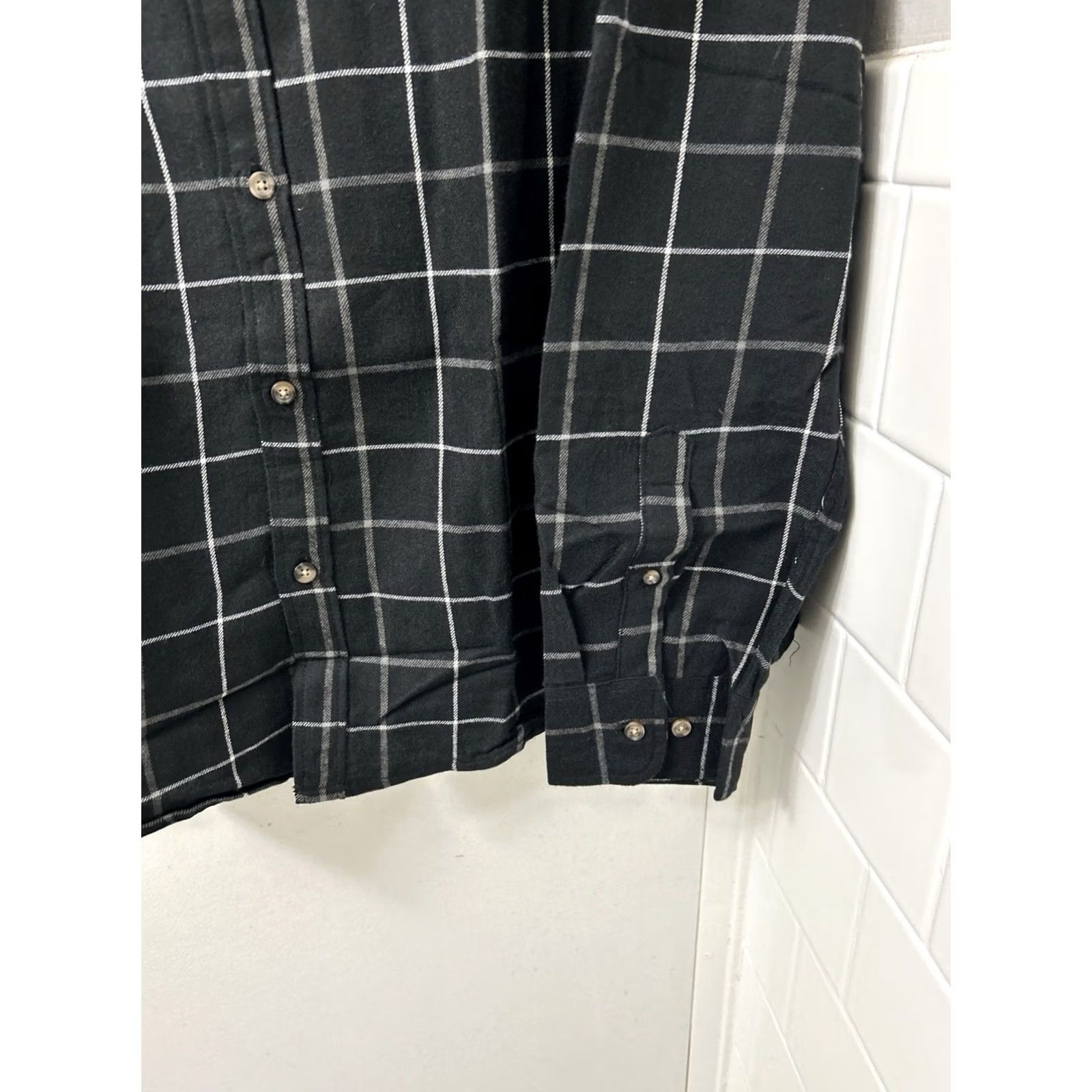 Vintage Berkley Jensen Flannel Shirt Mens 2XL Black Windowpane Plaid Button Down L/S NWT Size US XXL / EU 58 / 5 - 6 Thumbnail