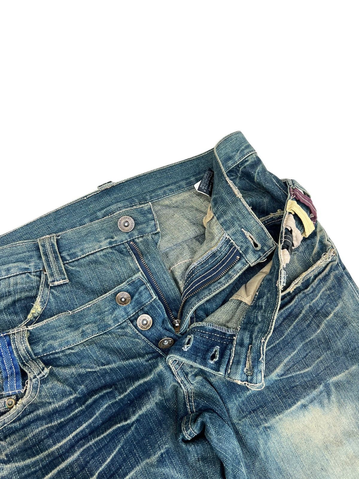 Vintage Double Waist Dirty Mud Denim Distressed Jeans Size US 31 - 5 Thumbnail