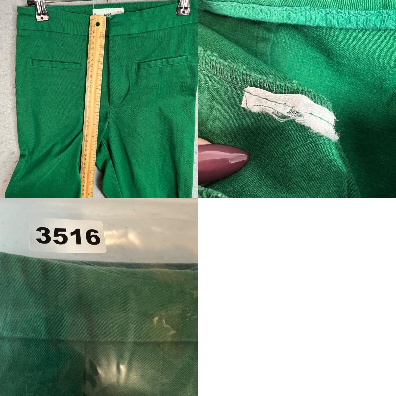 Mango Mango MNG Womens Flared Pants Size 2 Green Cotton Blend Size 26" / US 2 / IT 38 - 8 Thumbnail