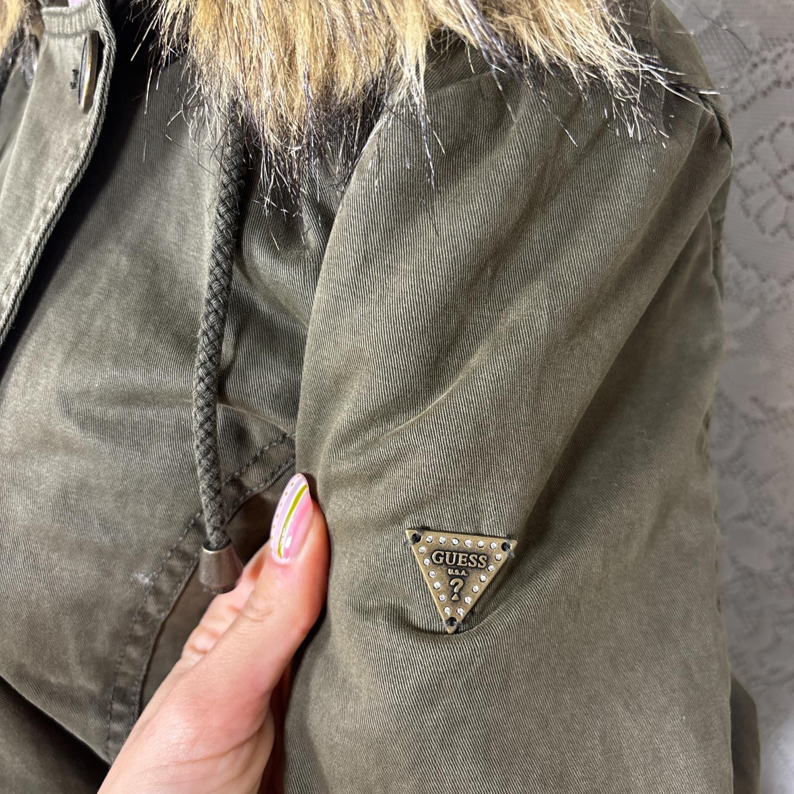 Guess y2k fur hood green jacket Size L / US 10 / IT 46 - 7 Thumbnail