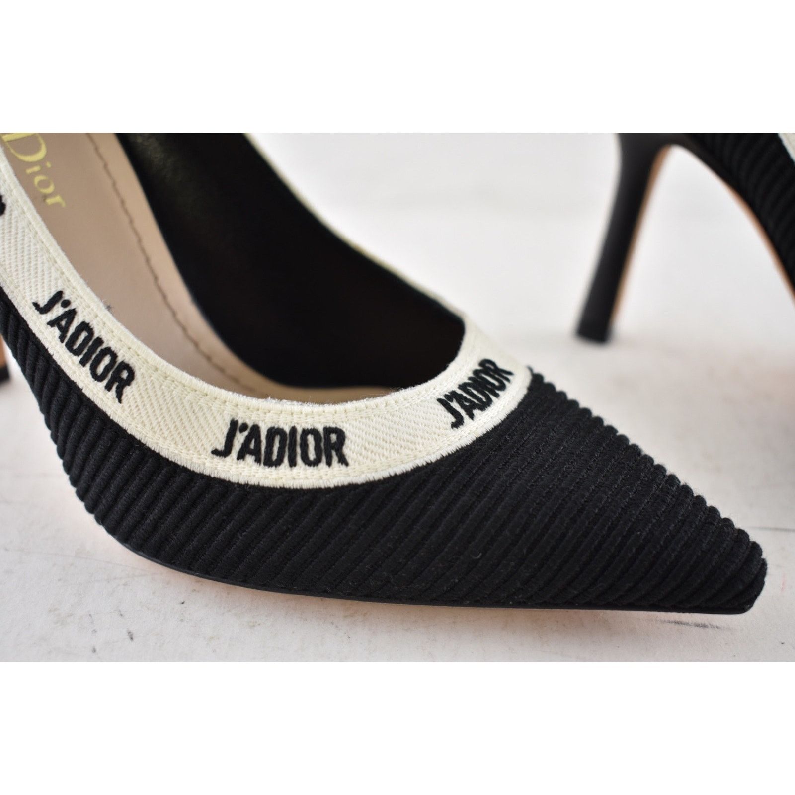 Dior Dior J'adior Jadior Black White Ribbon Logo Embroidered Size US 10.5 / IT 40.5 - 6 Thumbnail