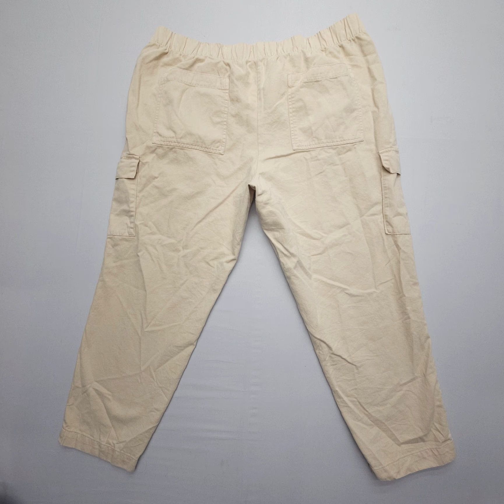 Gap Gap Women Pants Cargo High Rise Pull On 2XL Tan Beige Cotton Blend Elastic Waist Relaxed Inseam 28” Size 40" / US 18 - 2 Thumbnail