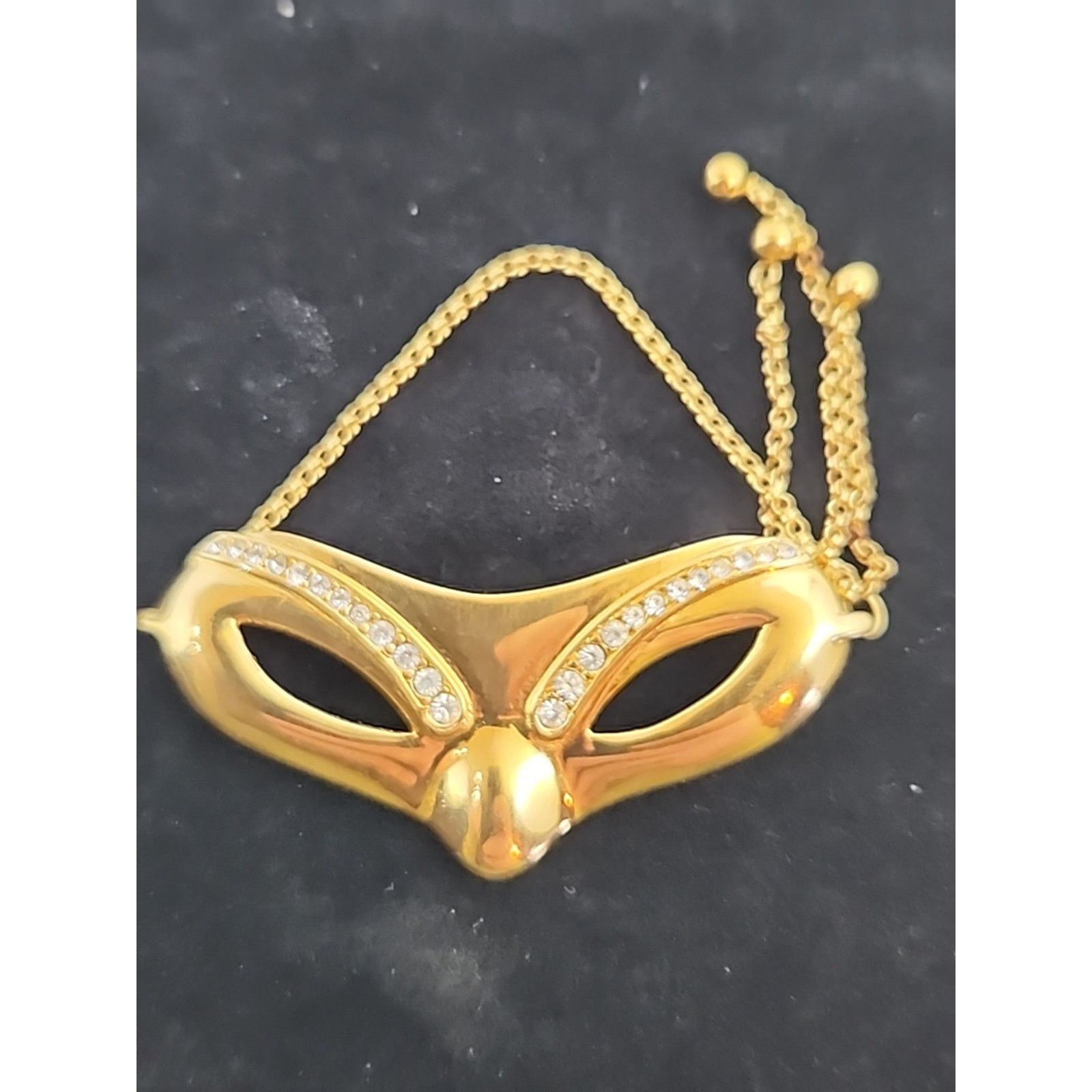 Monet Vintage Signed Monet Gold Tone Rhinestone Mask Pin Brooch Size ONE SIZE - 1 Thumbnail