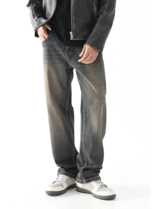 Japanese Brand × Jean Japanese retro distressed loose straight jeans for men Size US 32 / EU 48 - 1 Thumbnail
