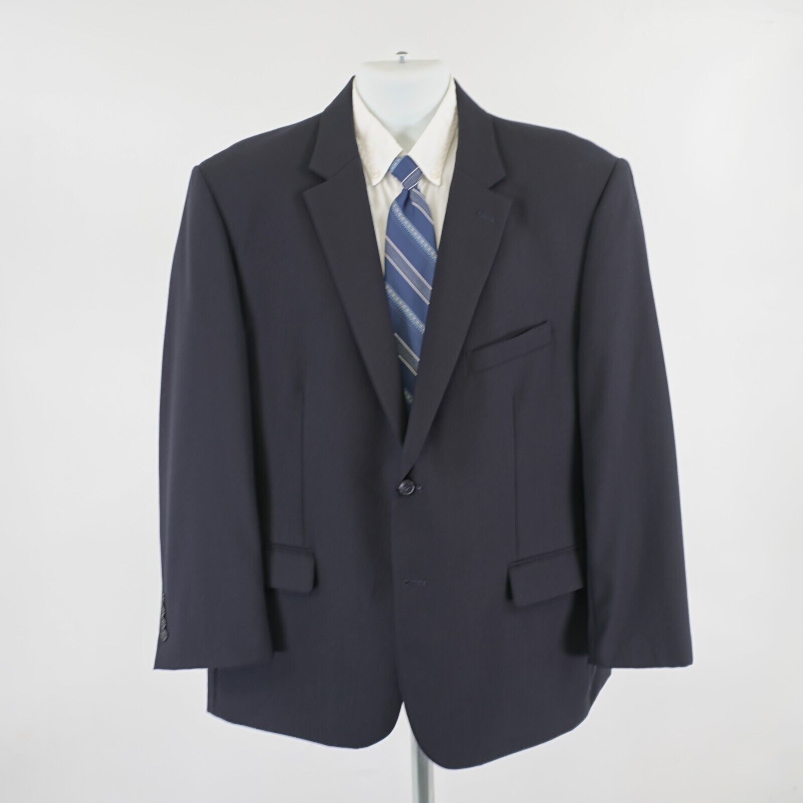 Pronto Uomo Pronto Uomo Blue Wool Basketweave 2 Button Suit Jacket 46R O Size 46R - 4 Thumbnail