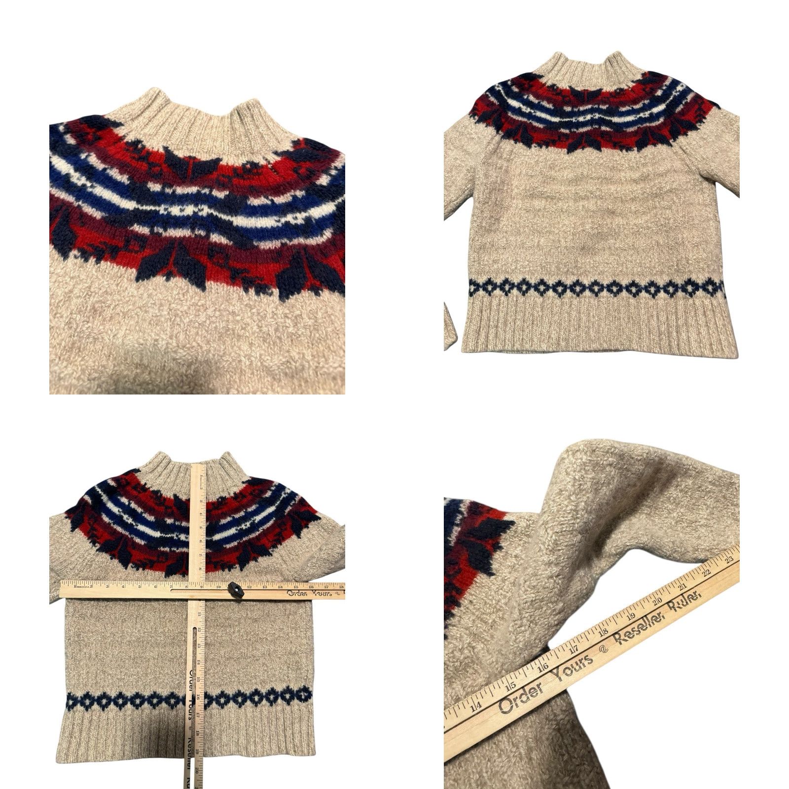 Polo Ralph Lauren Polo Ralph Lauren Nordic Sweater Women's XS/S Cropped Petite Wool Cotton Linen Mock Neck Long Sleeve Fair Isle Cable-Knit Size XS / US 0-2 / IT 36-38 - 8 Thumbnail