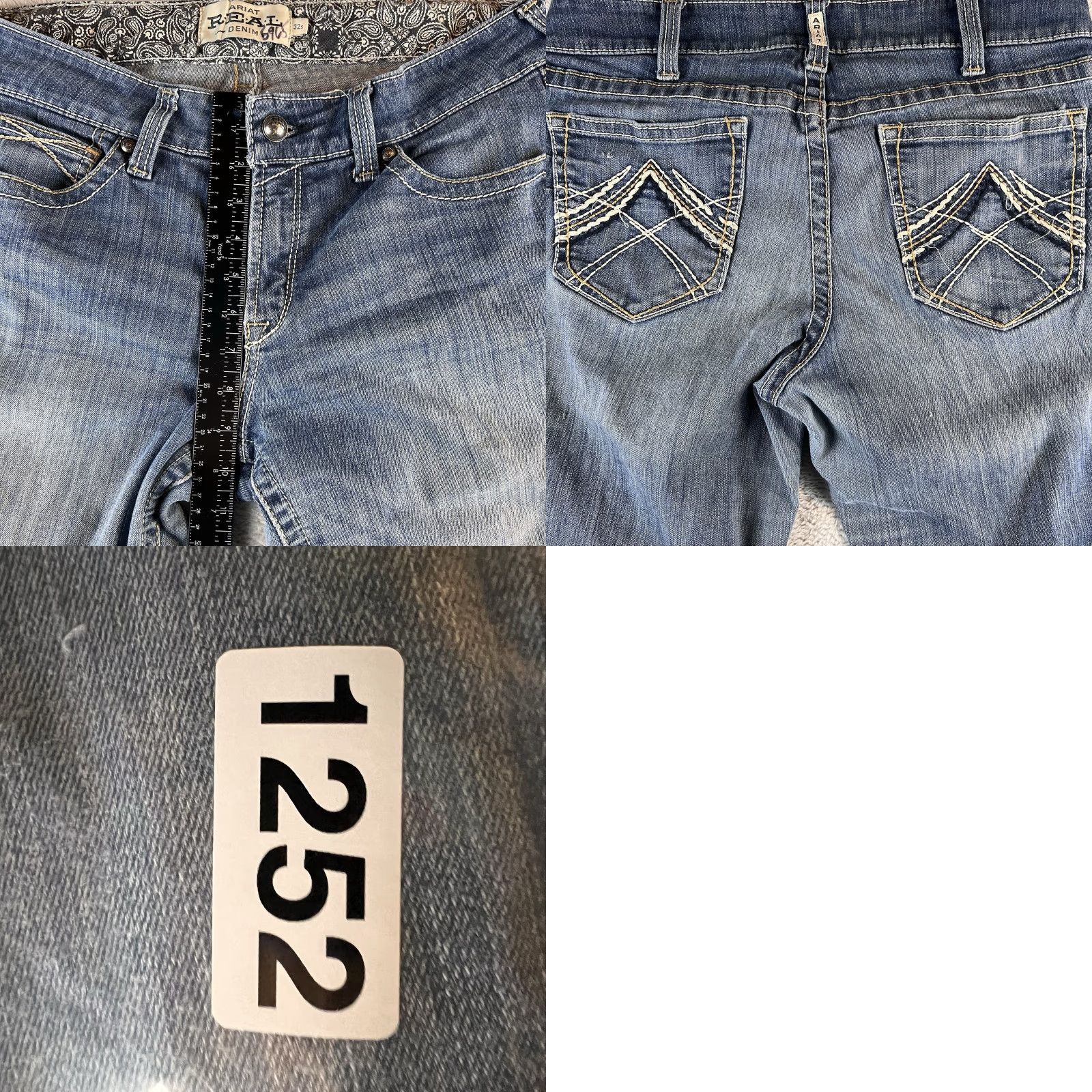 Ariat Ariat Real Denim Jeans Women's 32S Blue Distressed Bootcut 5-Pocket Logo Embroidered Denim Cotton Spandex Regular Size 32 — City College Logo Size 24" / US 00 / IT 34 - 8 Thumbnail