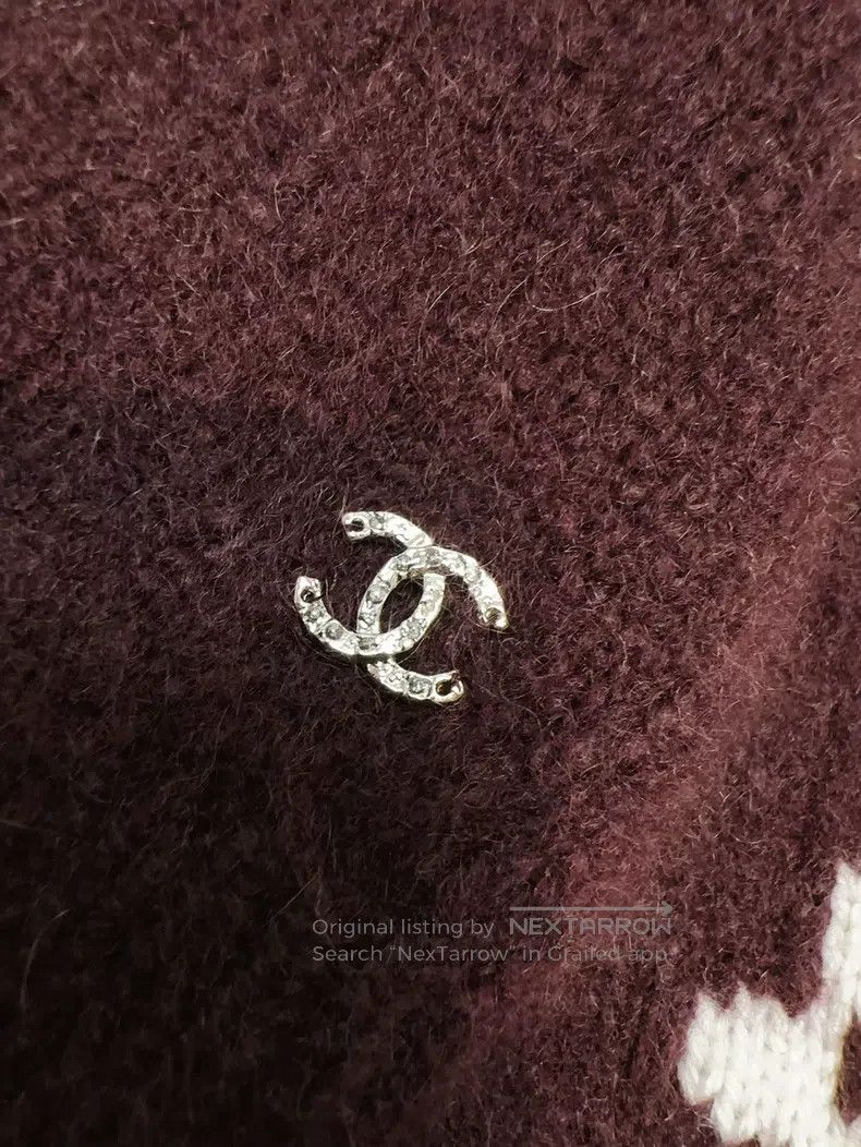 Chanel Chanel Ski series burgundy flower knitted sweater Size XS / US 0-2 / IT 36-38 - 5 Thumbnail