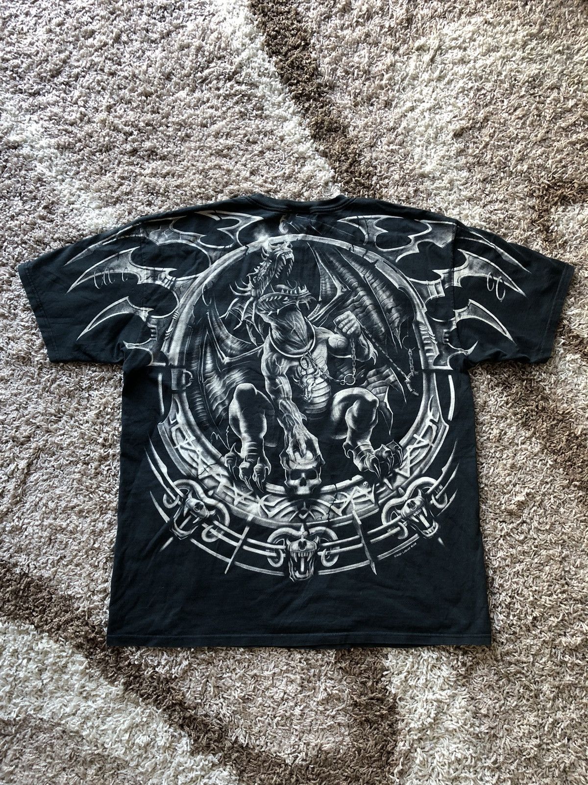 Liquid Blue × Vintage Y2K Vintage Liquid Blue Dragon Skull T-Shirt OverPrint 2001 Size US XL / EU 56 / 4 - 3 Thumbnail