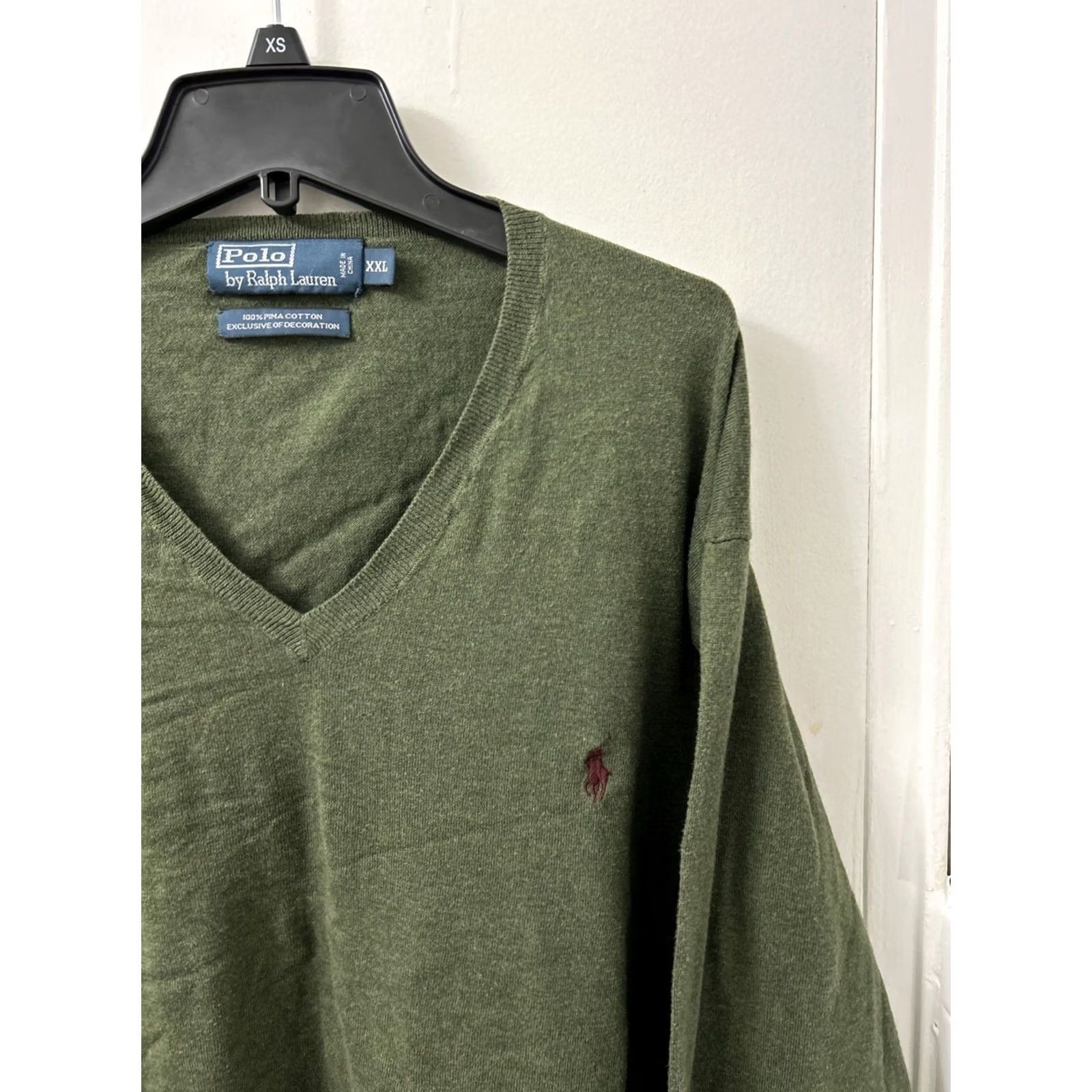 Polo Ralph Lauren Polo Ralph Lauren Sweater Mens 2XL Green 100% Pima Cotton V-Neck Pullover Size US XXL / EU 58 / 5 - 4 Thumbnail