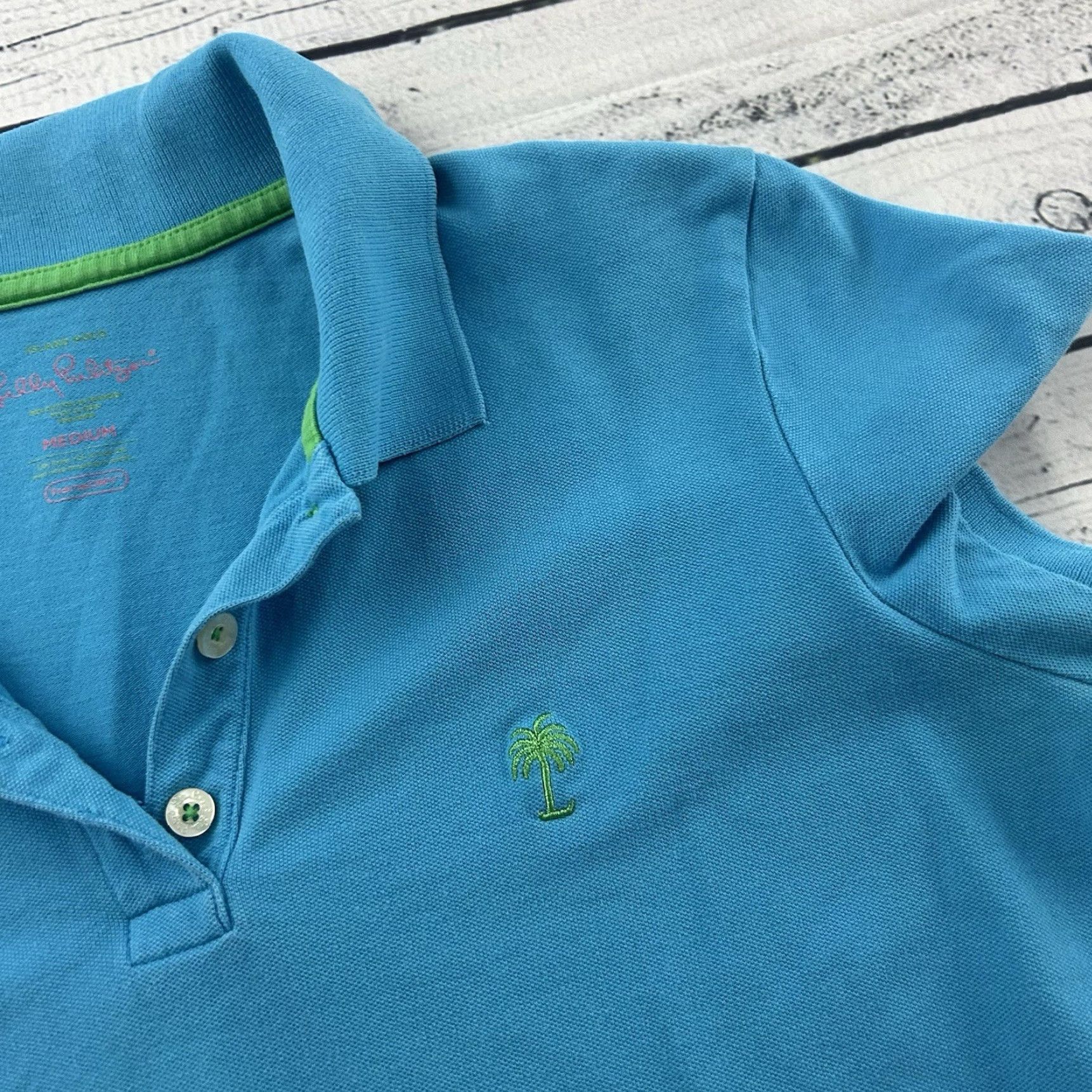 Lilly Pulitzer Lilly Pulitzer Polo Shirt Women's Medium Blue Short Sleeve Island Pique Shirt Size M / US 6-8 / IT 42-44 - 3 Thumbnail