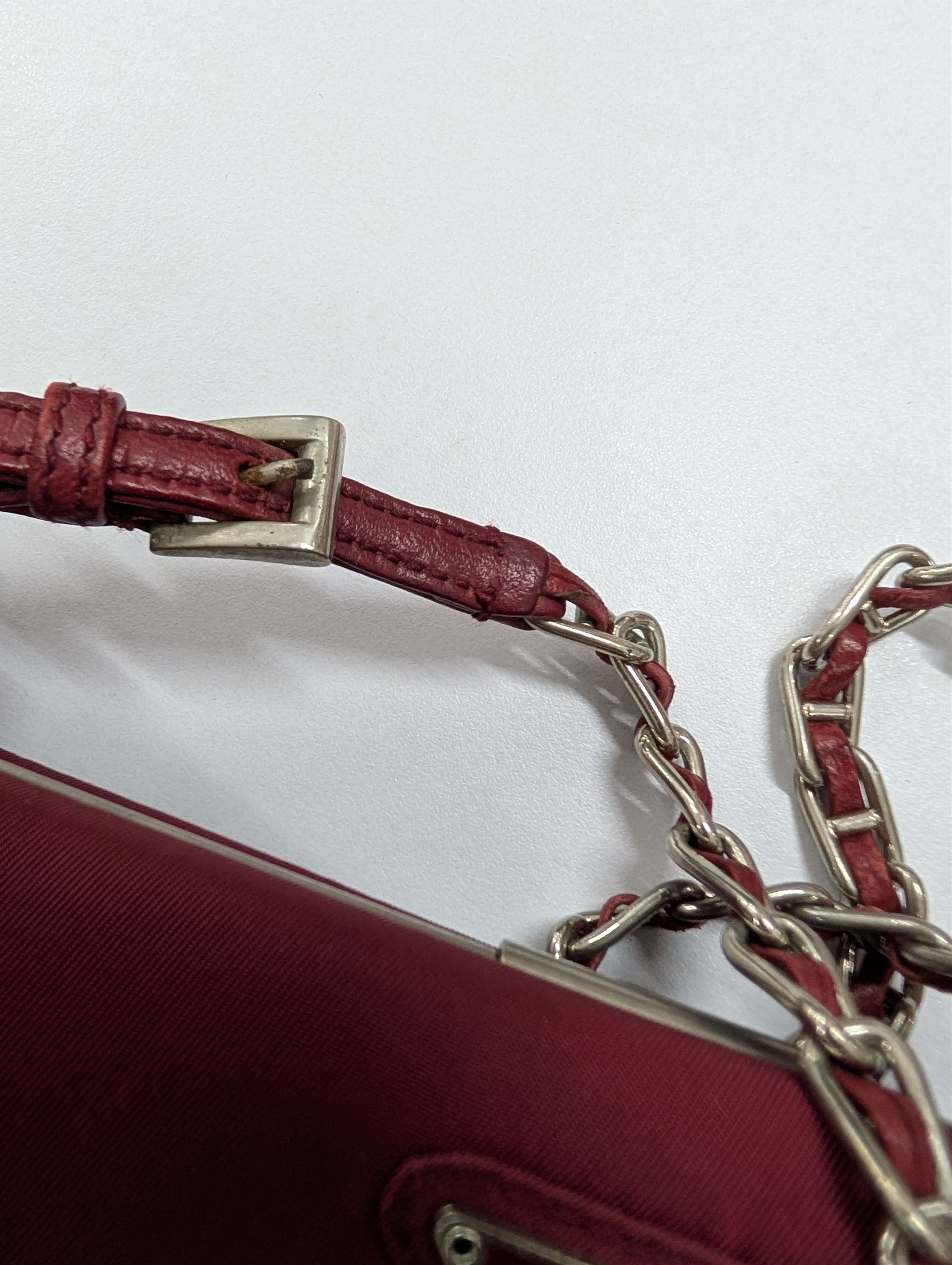 Prada Red Nylon Leather Shoulder Bag Size ONE SIZE - 11 Thumbnail