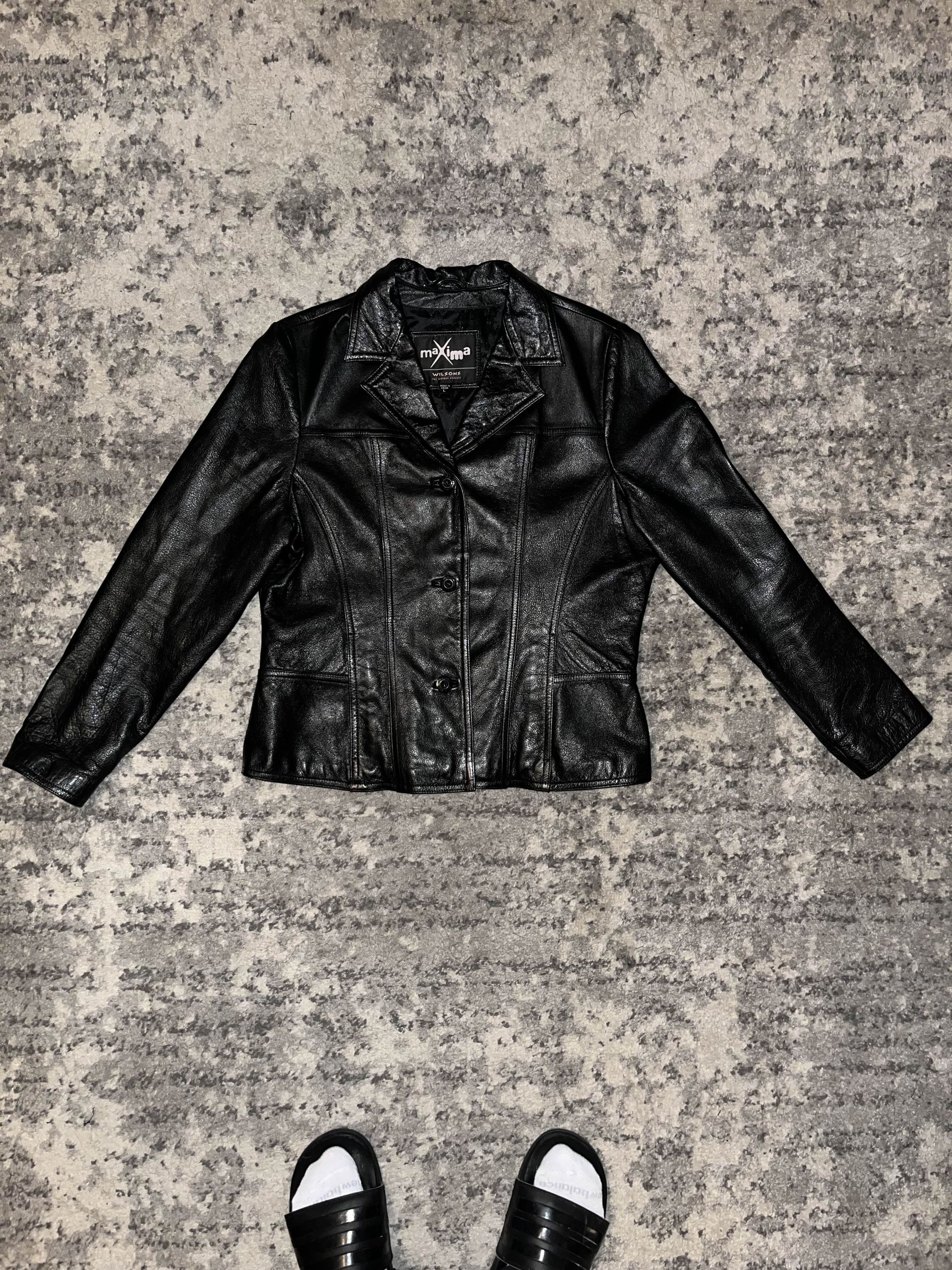 Wilsons Leather Vintage 90s Wilsons Leather Maxima Biker Jacket Size L / US 10 / IT 46 - 1 Thumbnail