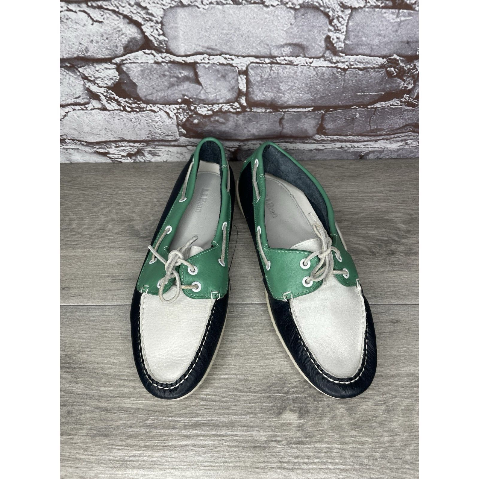 L.L. Bean LL Bean Blue Green White Leather Preppy Loafers Boat Shoes W Size US 9 / IT 39 - 17 Thumbnail