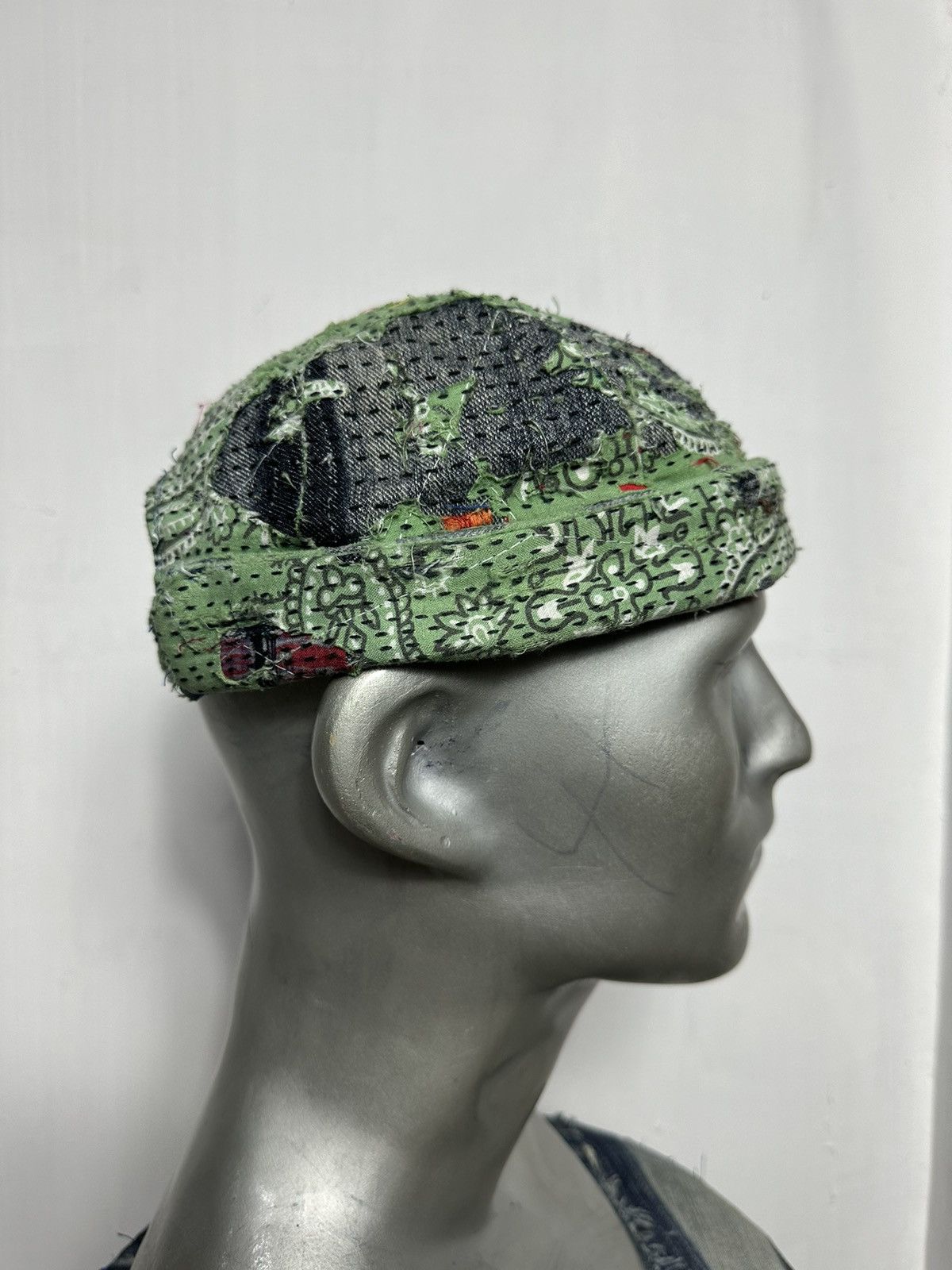 Handmade Custom Distressed Paisley Patchwork Boro Brimless Fisherman Size ONE SIZE - 1 Thumbnail