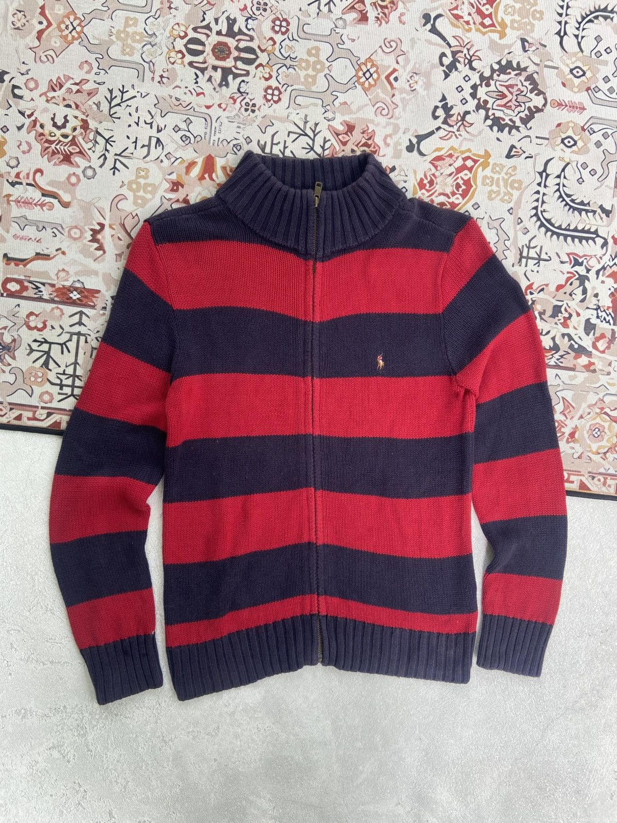 Polo Ralph Lauren Vintage Polo Ralph Lauren Striped Zipper Knit Sweater Size US S / EU 44-46 / 1 - 2 Thumbnail