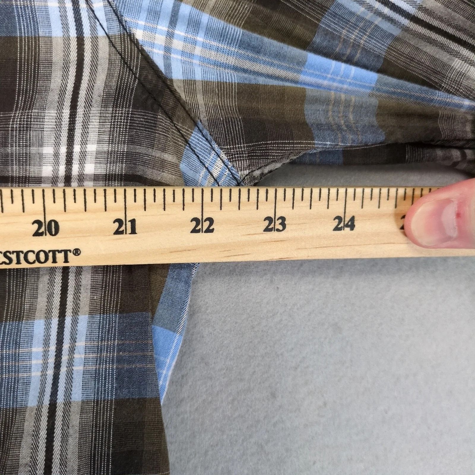 Carbon Carbon Blue Brown Plaid Cotton Button Up Shirt Men's L Size US L / EU 52-54 / 3 - 5 Thumbnail