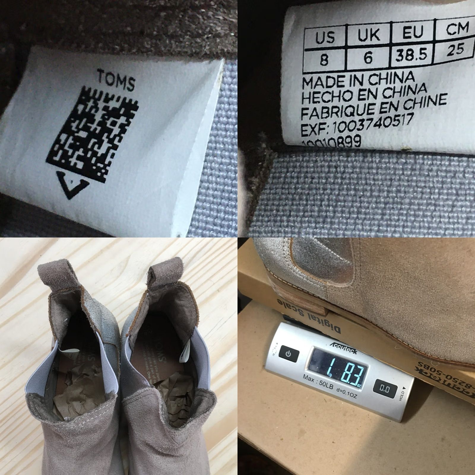Toms TOMS Boots Womens 8 Ella Ankle Chelsea Casual Gray Leather Pull On Size US 8 / IT 38 - 10 Thumbnail