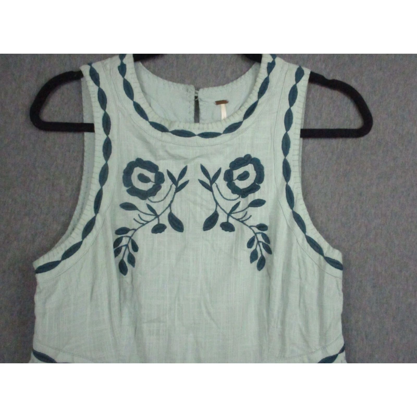 Free People VINTAGE Free People Dress Sleeveless 8 Mint Green Flowers Birds A-Line Ladies Women Size M / US 6-8 / IT 42-44 - 2 Thumbnail